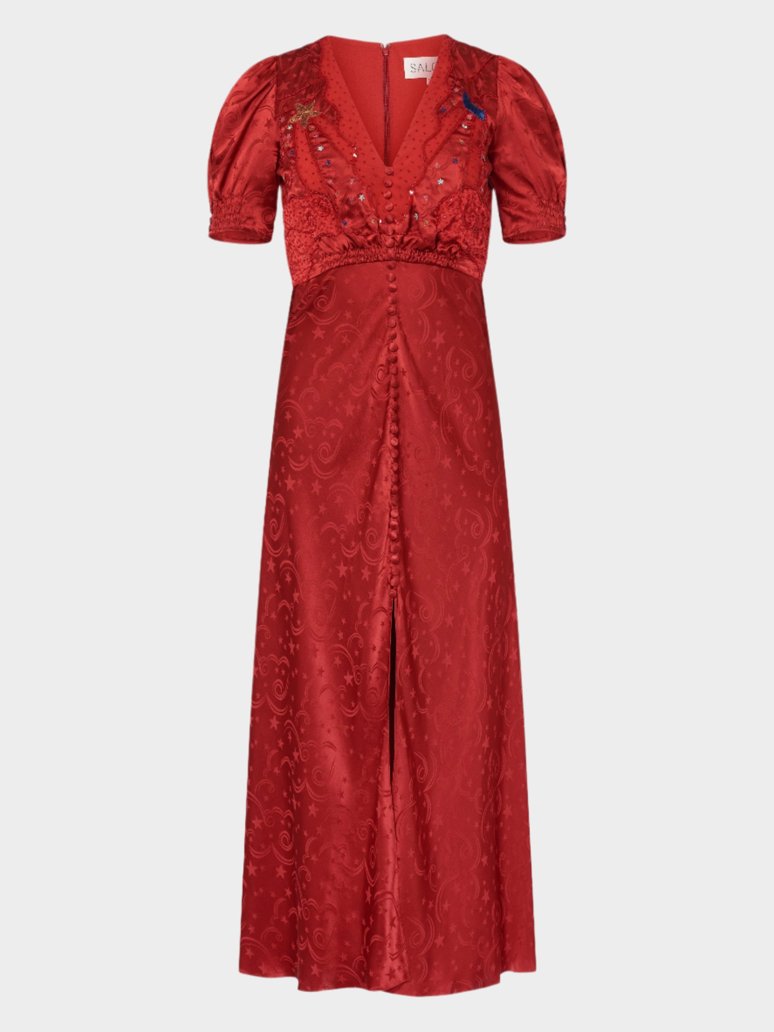 saloni red silk dress Saloni Silk Long Dress - Red Dresses, Clothing - WST48522