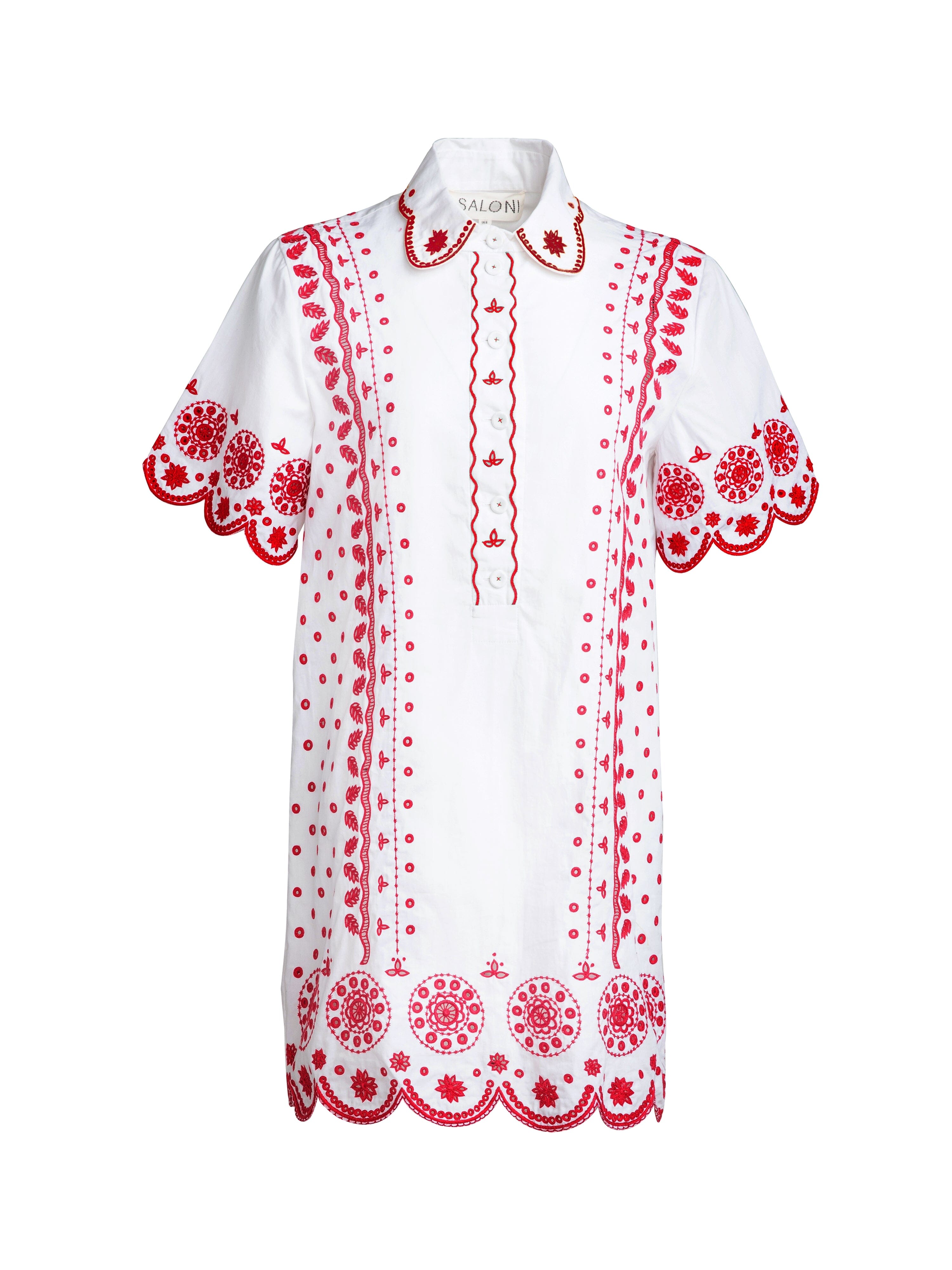 Dree Cotton Broderie-anglaise Shirt Dress in White Punch – SALONI