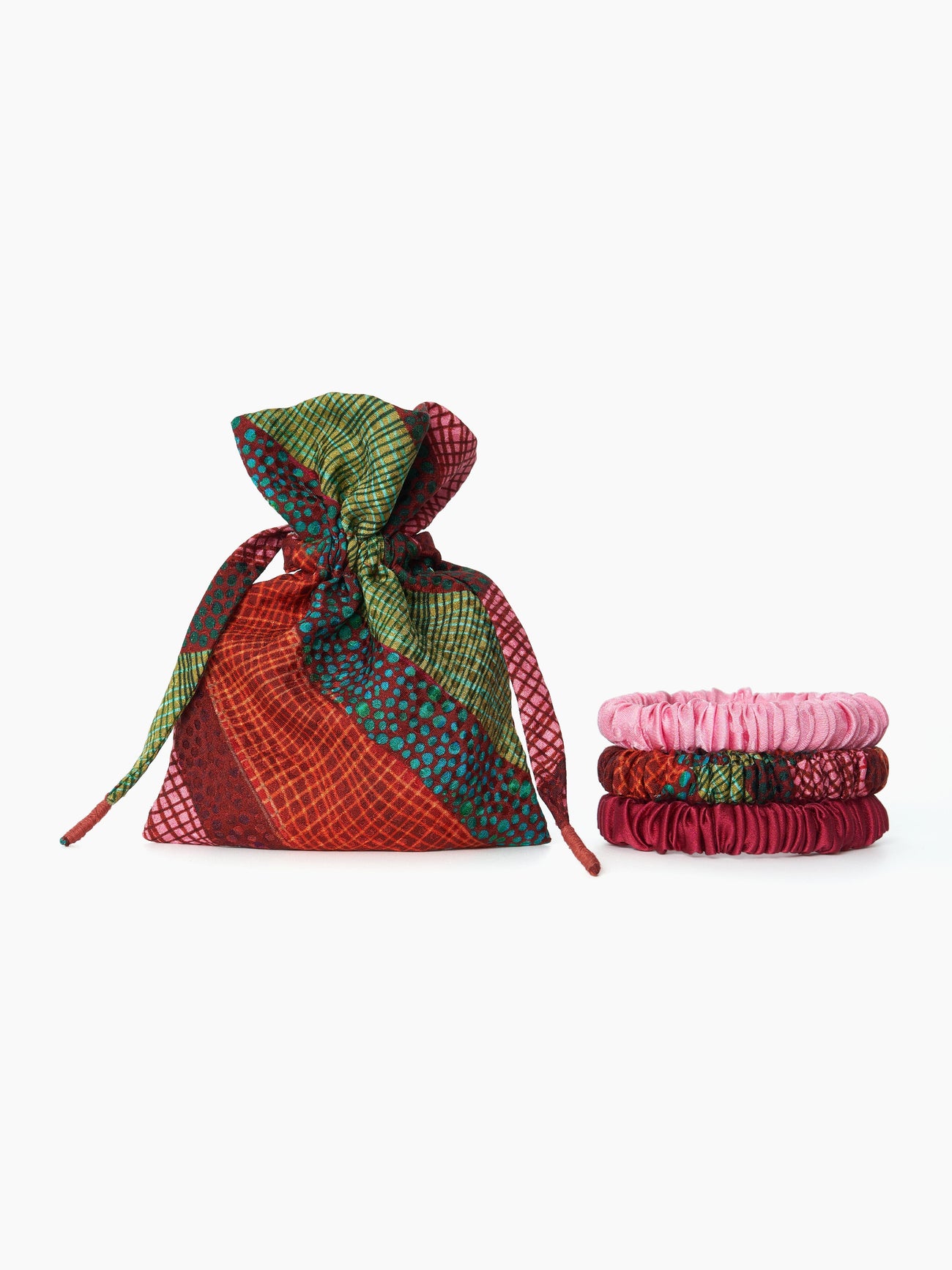 Load image into Gallery viewer, Trio of Scrunchies in Stria Cerise Pink