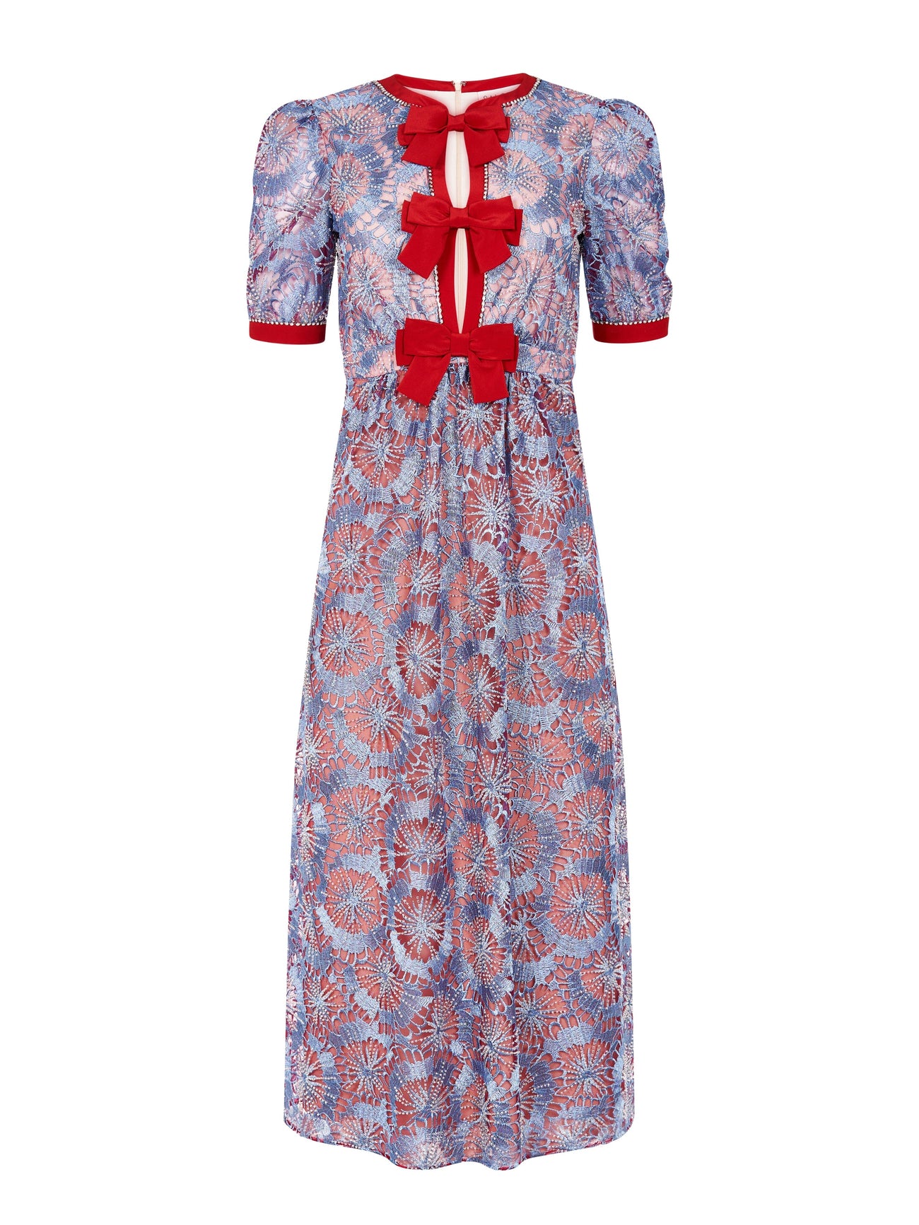Load image into Gallery viewer, Jamie C Embellishment Bows Dress in Blu Carmine