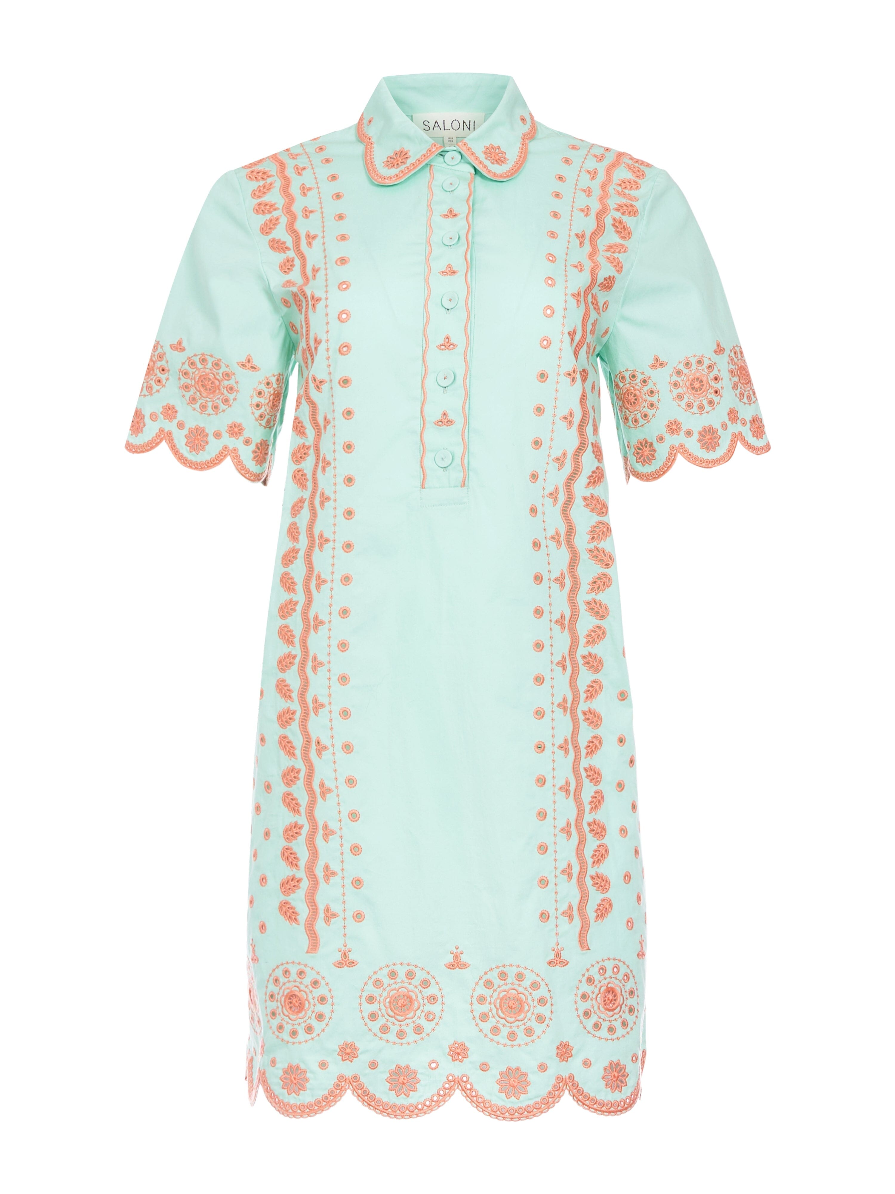 saloni london dress Dree B Short Dress in Bleach Aqua – SALONI