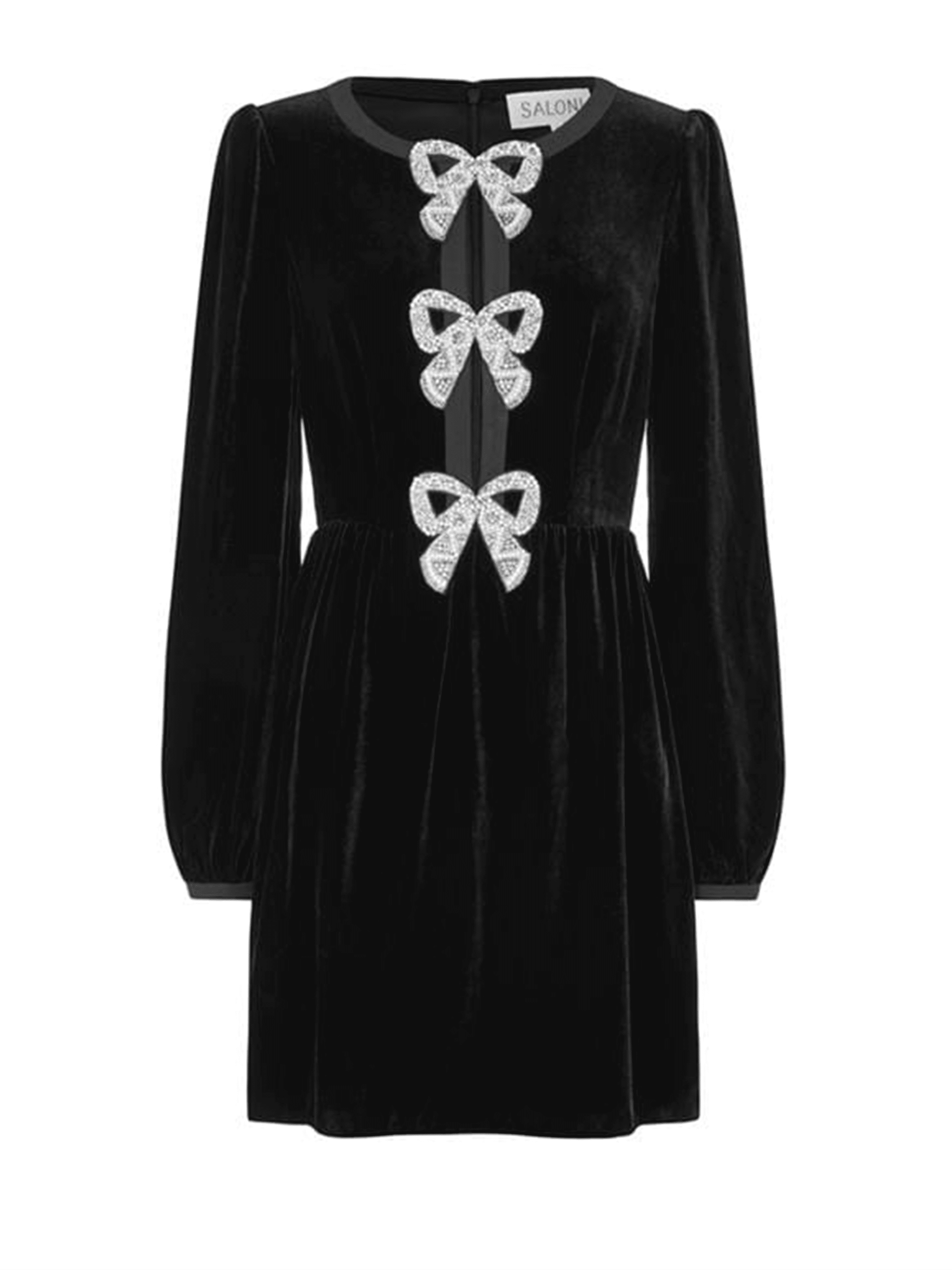 Saloni Black Camille Bows Mini Dress | Black | 2 Saloni Black Camille Bows Mini Dress | Black | 2