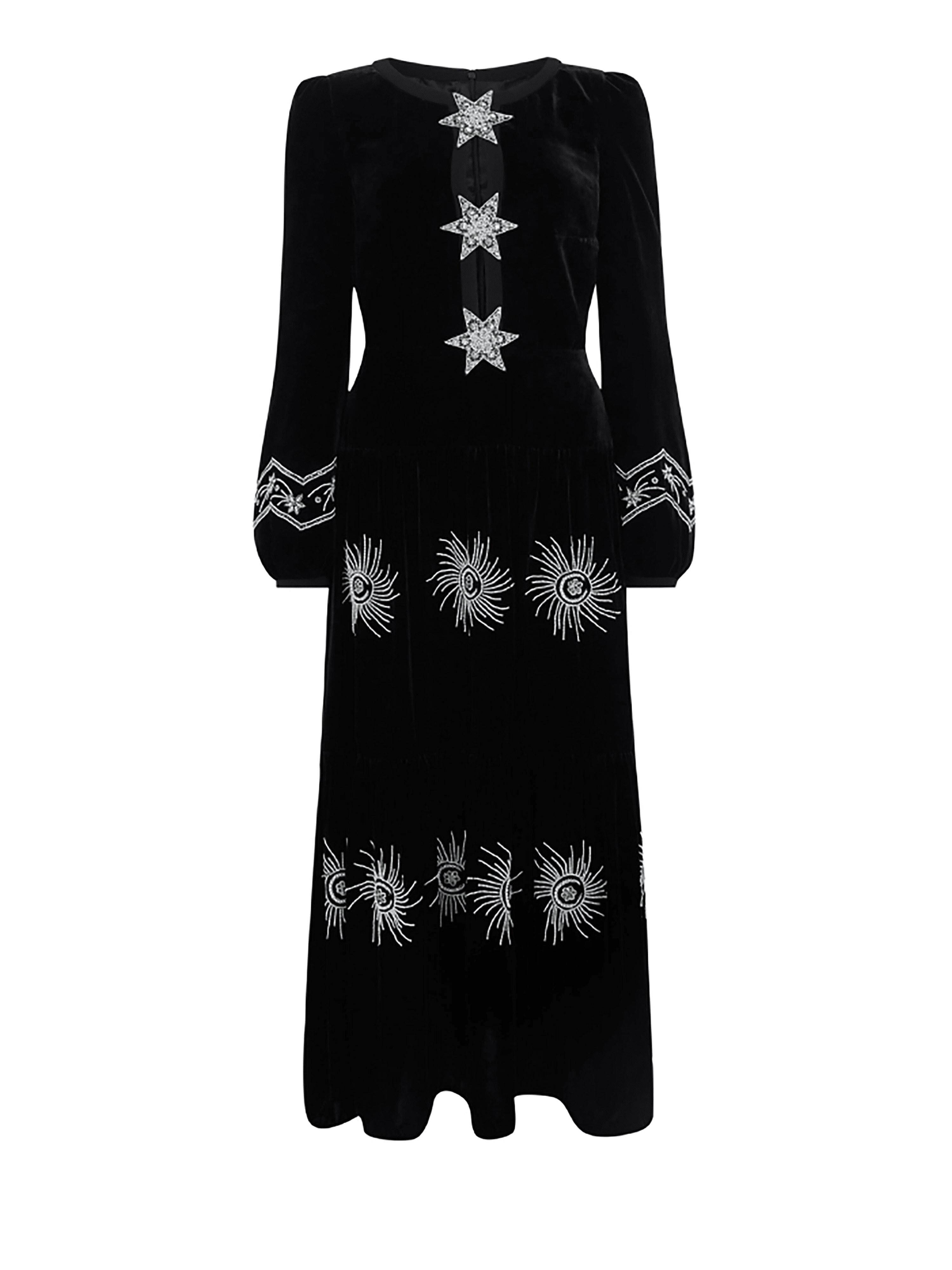 Camille B Embellished Pearl Stars Dress in Black SALONI Camille B Embellished Pearl Stars Dress in Black SALONI