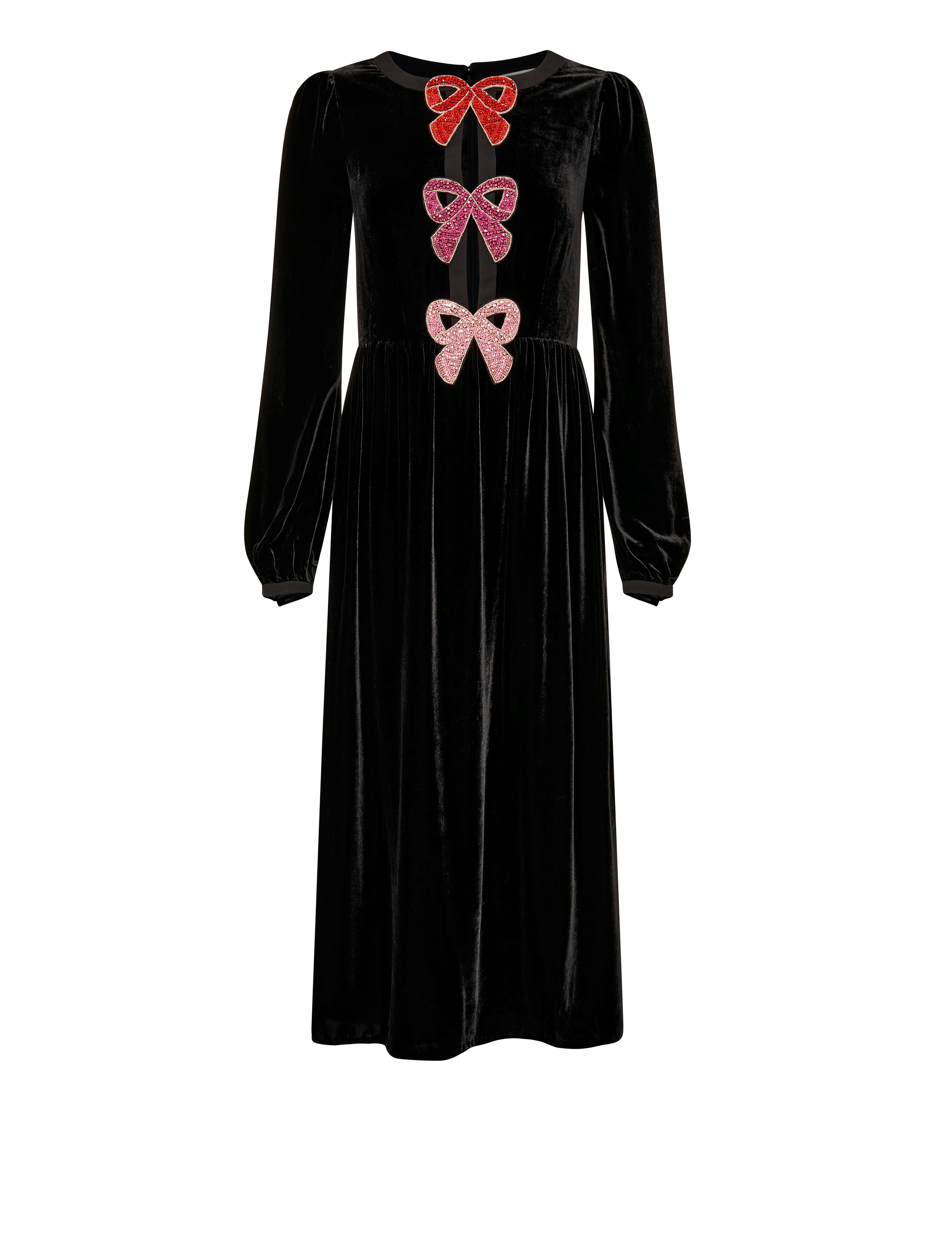 Saloni Camille Velvet Bows Dress - Black Saloni Camille Velvet Bows Dress - Black