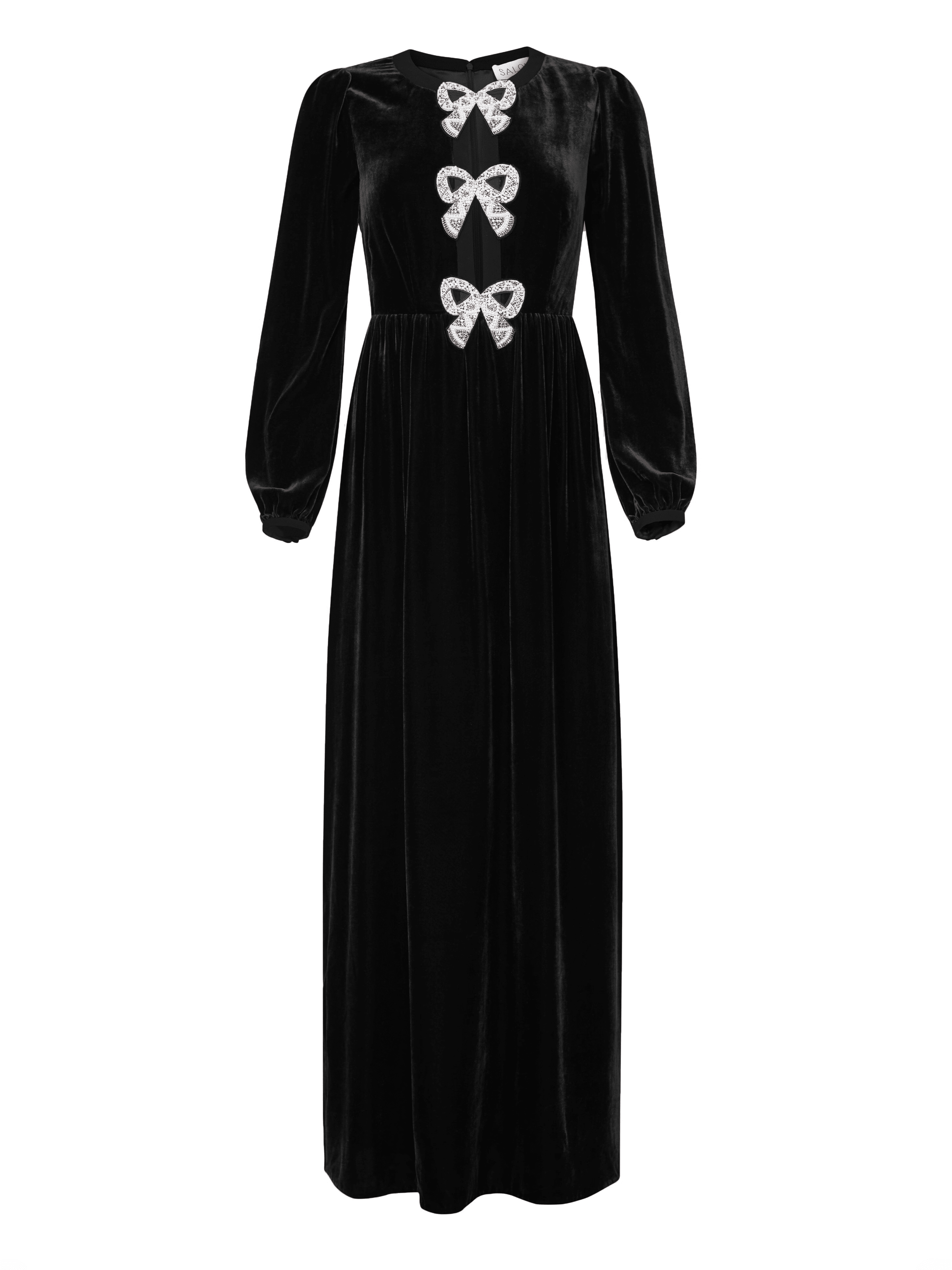 Saloni Camille Velvet Long Dress - Black Saloni Camille Velvet Long Dress - Black