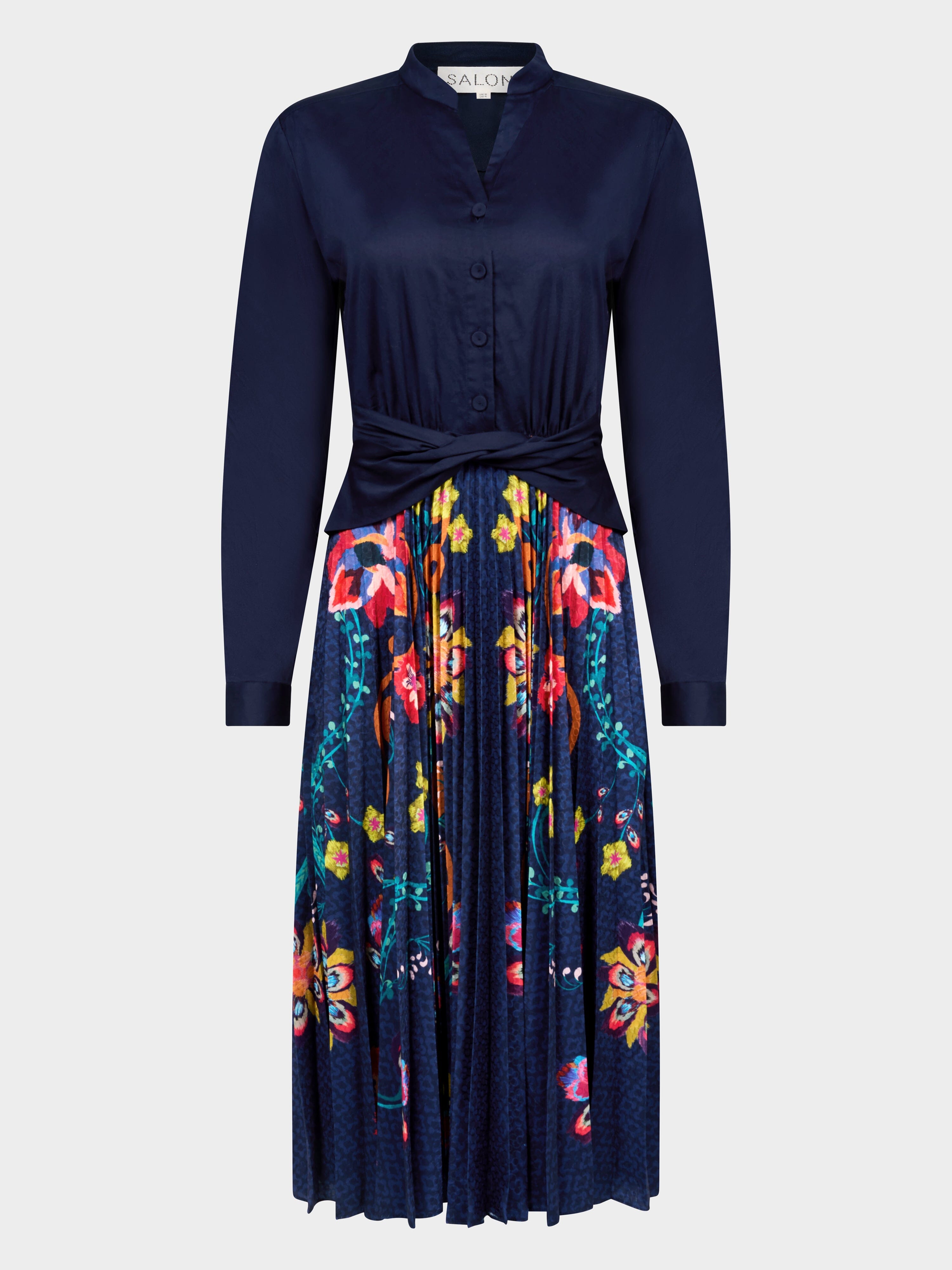 Dhyani Dress in Navy Corsage – SALONI