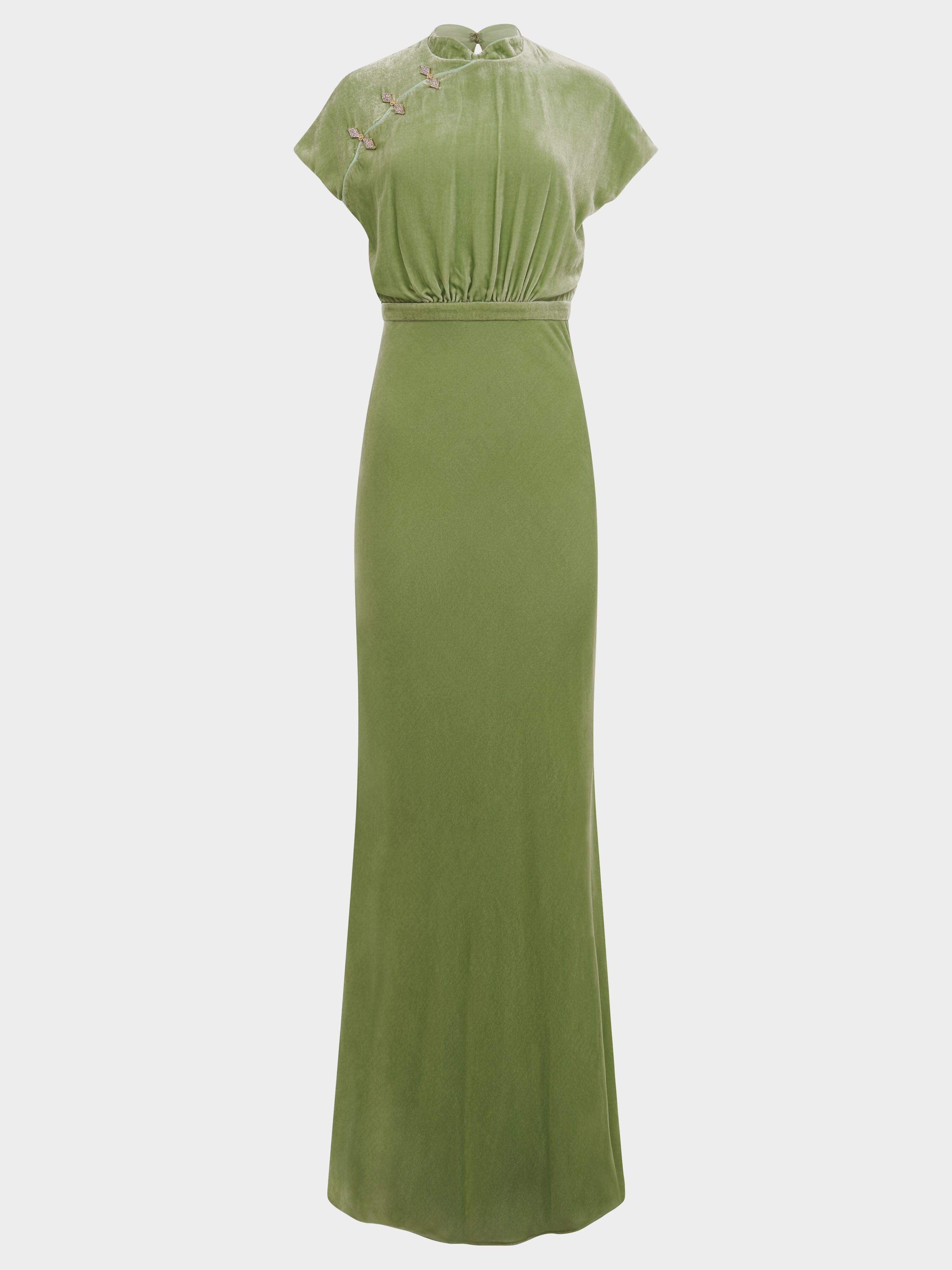 Saloni London - Fabienne Long B Dress in Light Jade Saloni London - Fabienne Long B Dress in Light Jade