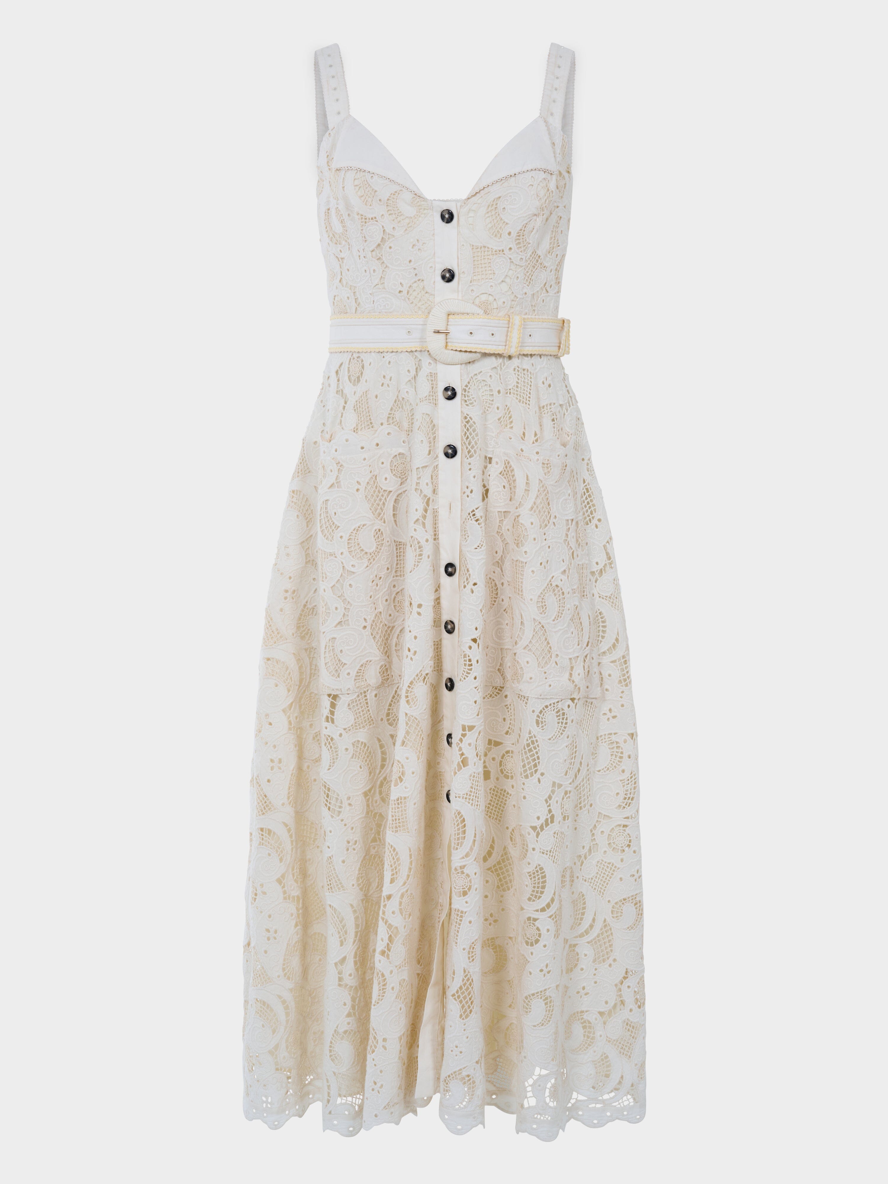 saloni fara broderie anglaise cotton midi dress Saloni exclusive matchesfashion.com