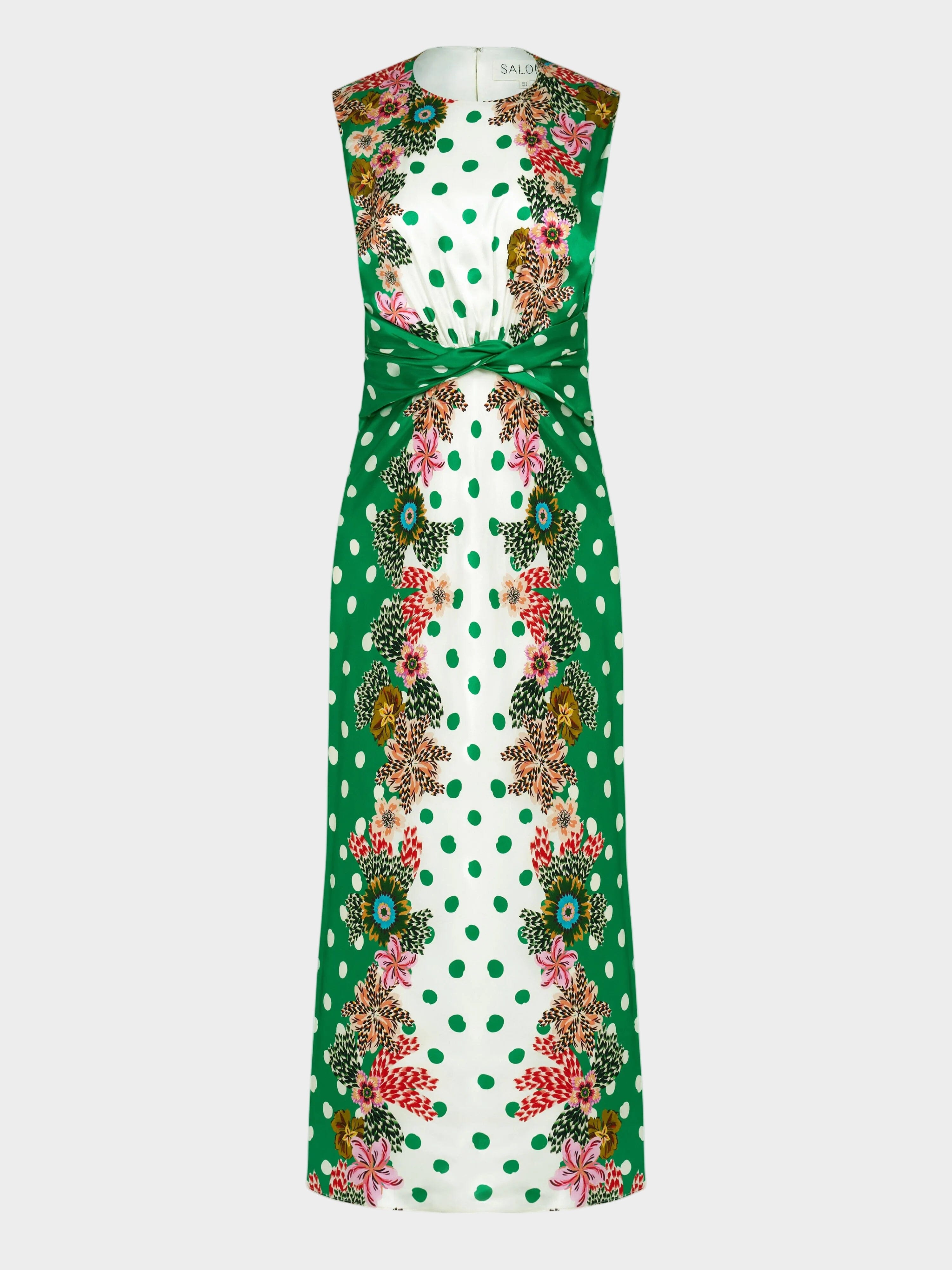 saloni gwen twisted draped floral print silk maxi dress Saloni Gwen Silk Maxi Dress - Terrazzo Placement
