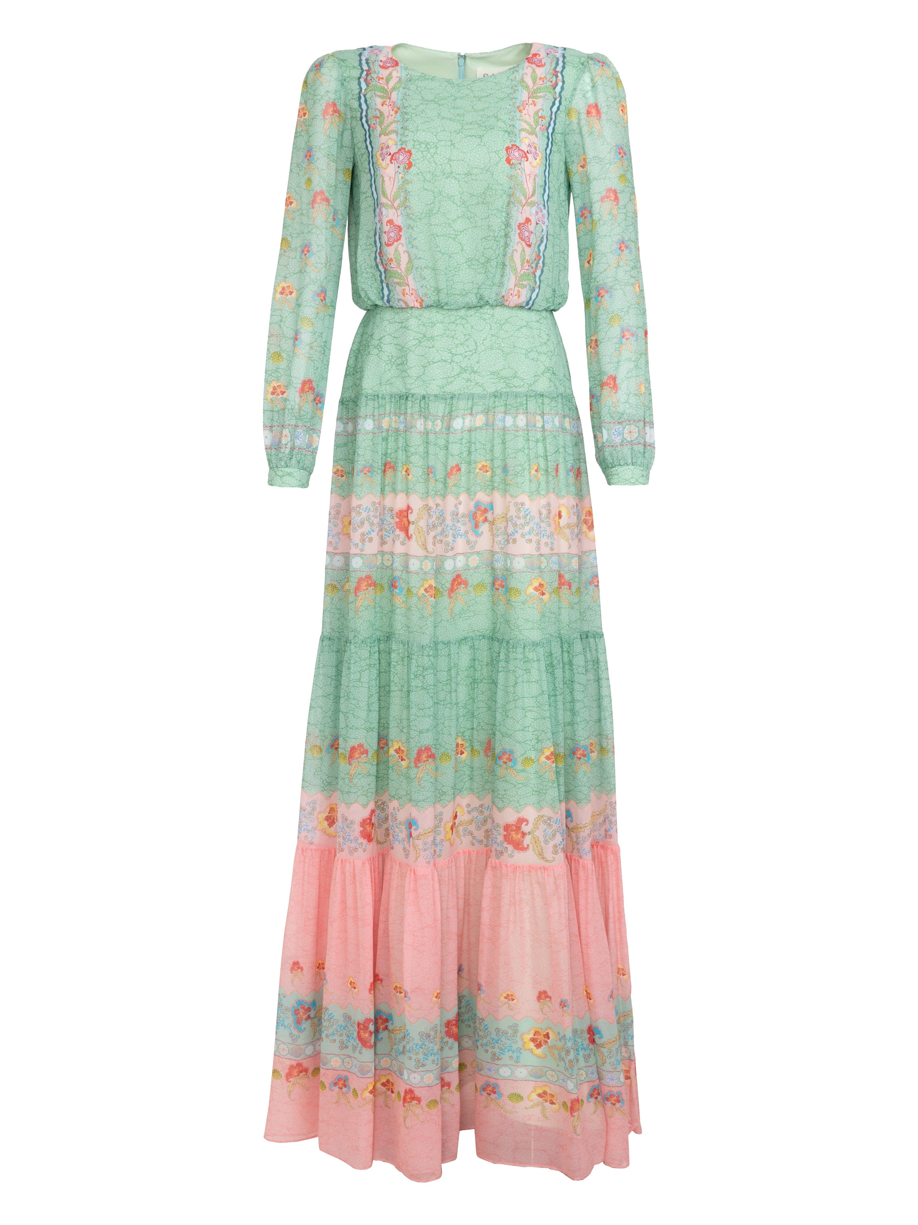 SALONI London - Isabel Long Dress in Delemare Wave - Silk SALONI London - Isabel Long Dress in Delemare Wave - Silk