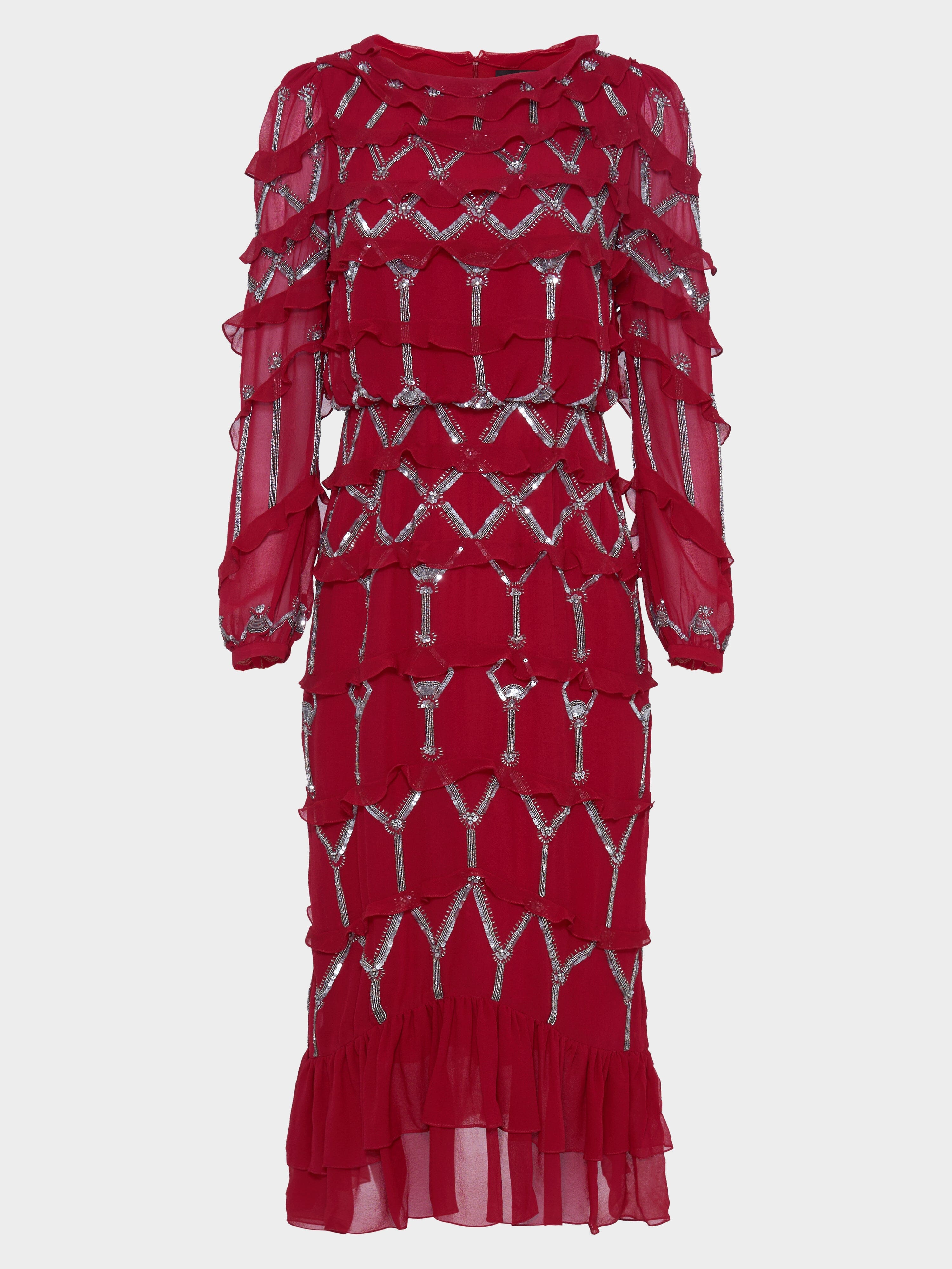 SALONI London - Isa D Dress in Cherry Embroidered - Silk SALONI London - Isa D Dress in Cherry Embroidered - Silk