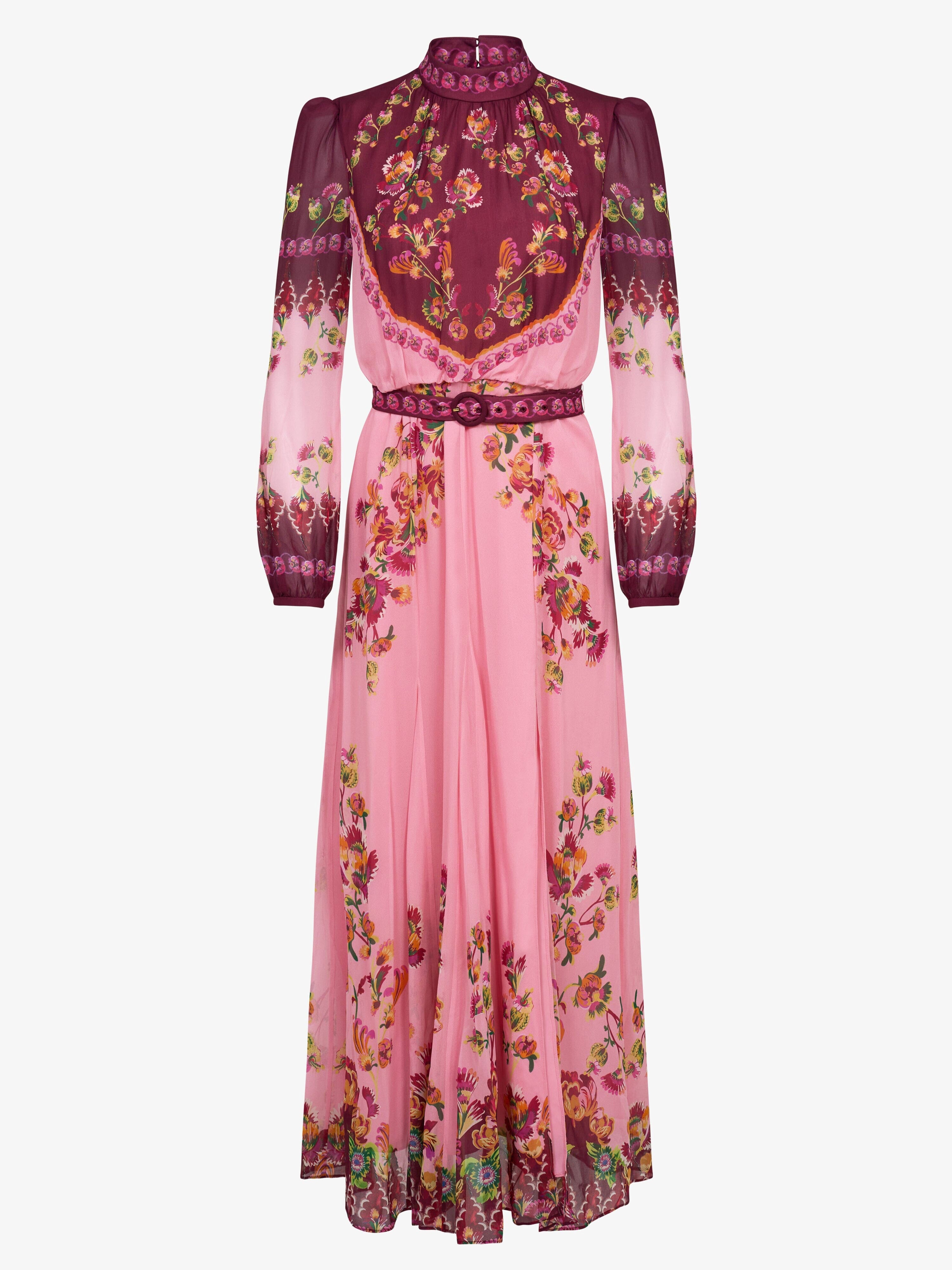 saloni pink floral dress Saloni Women's Lea Silk Dress - Pink - Size 2