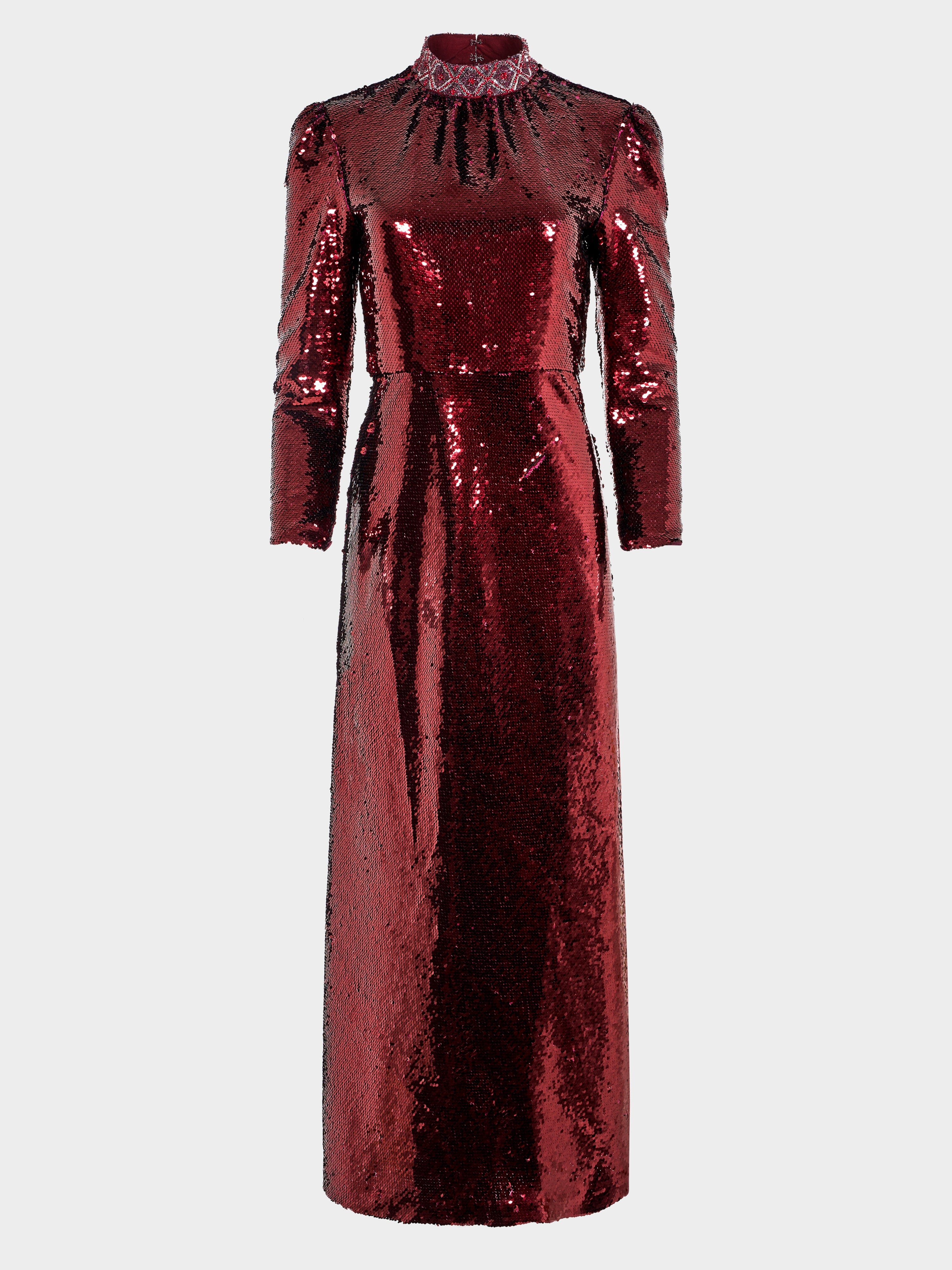 garnet dress Saloni Deep Garnet Sequin Jena Maxi Dress Deep Garnet / 4