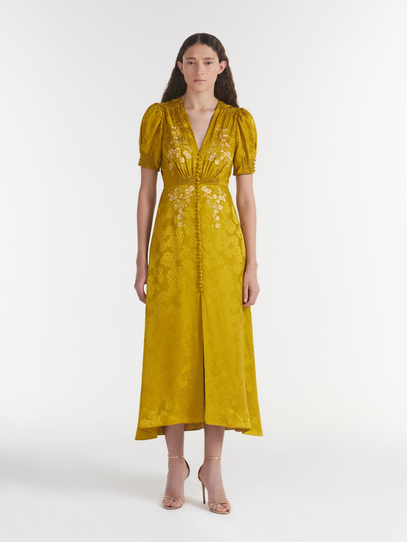 Load image into Gallery viewer, Lea Long Dress in Dark Gold