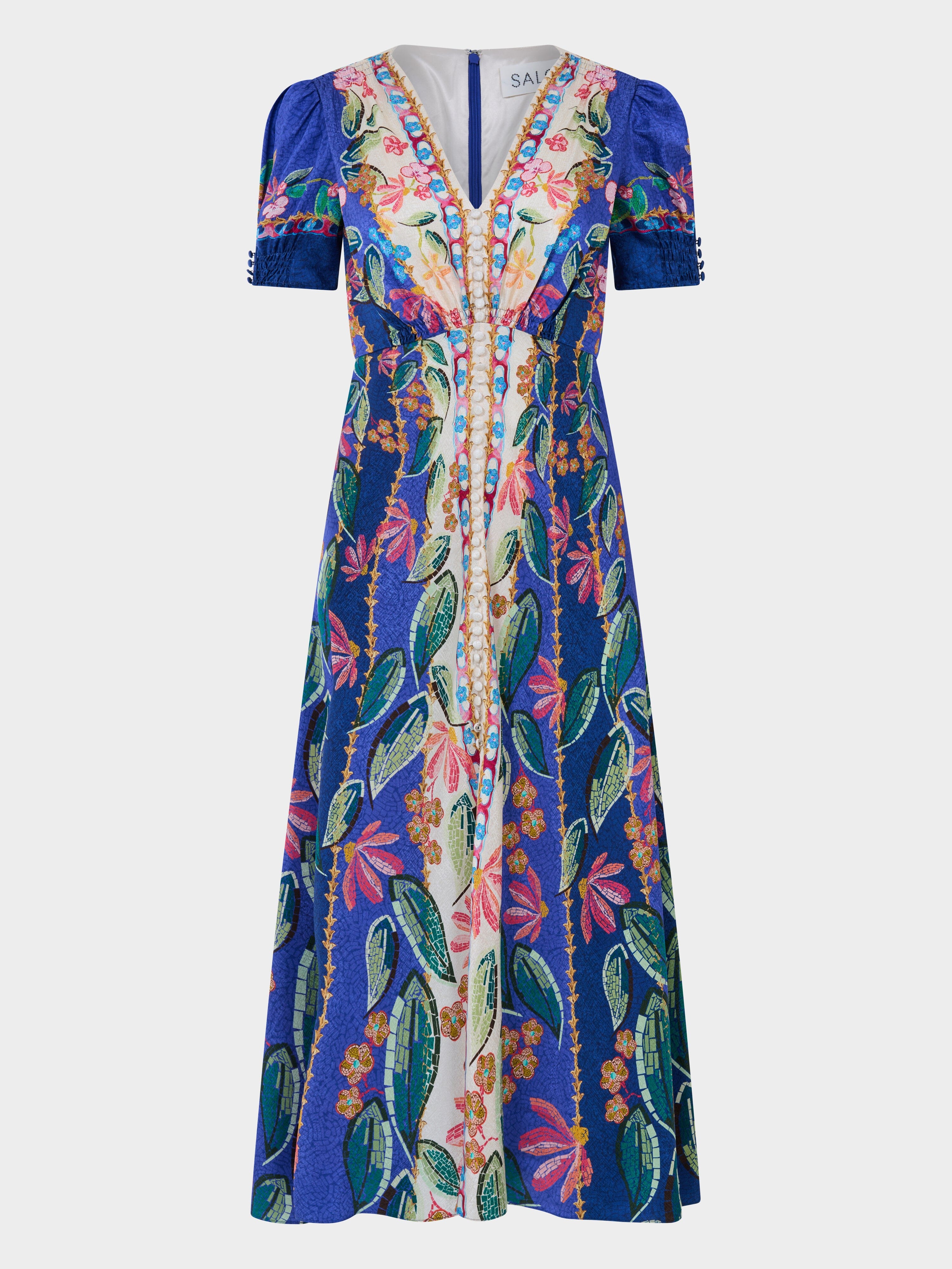 Lea Long Dress in Terrazzo Azure – SALONI