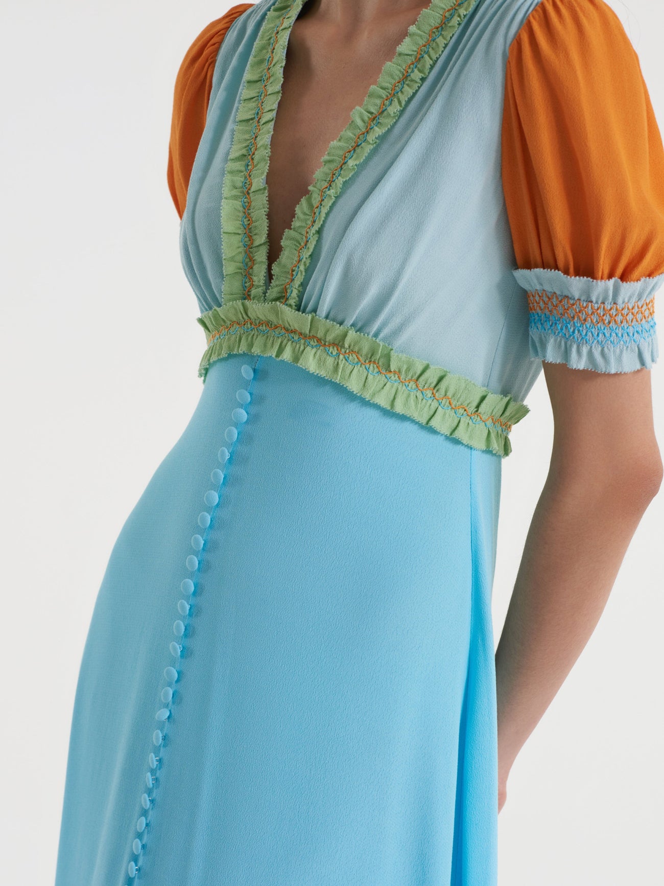 Load image into Gallery viewer, Lea Smocked Dress in Bright Sky