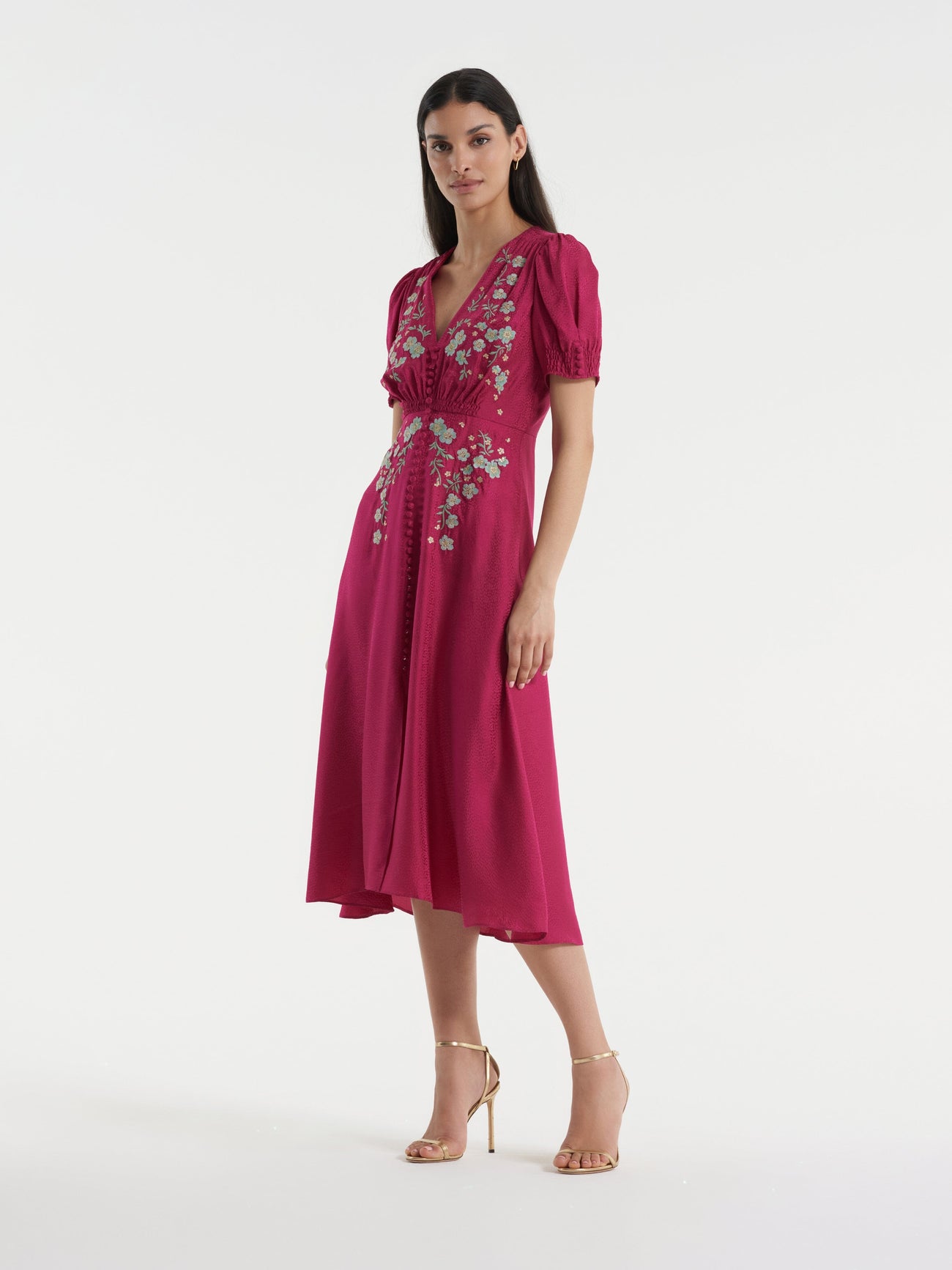 Load image into Gallery viewer, Lea Dress in Summerberry Jade Embroidered