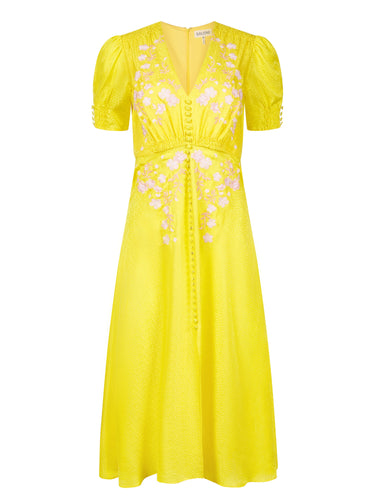 Lea Dress in Bright Lemon