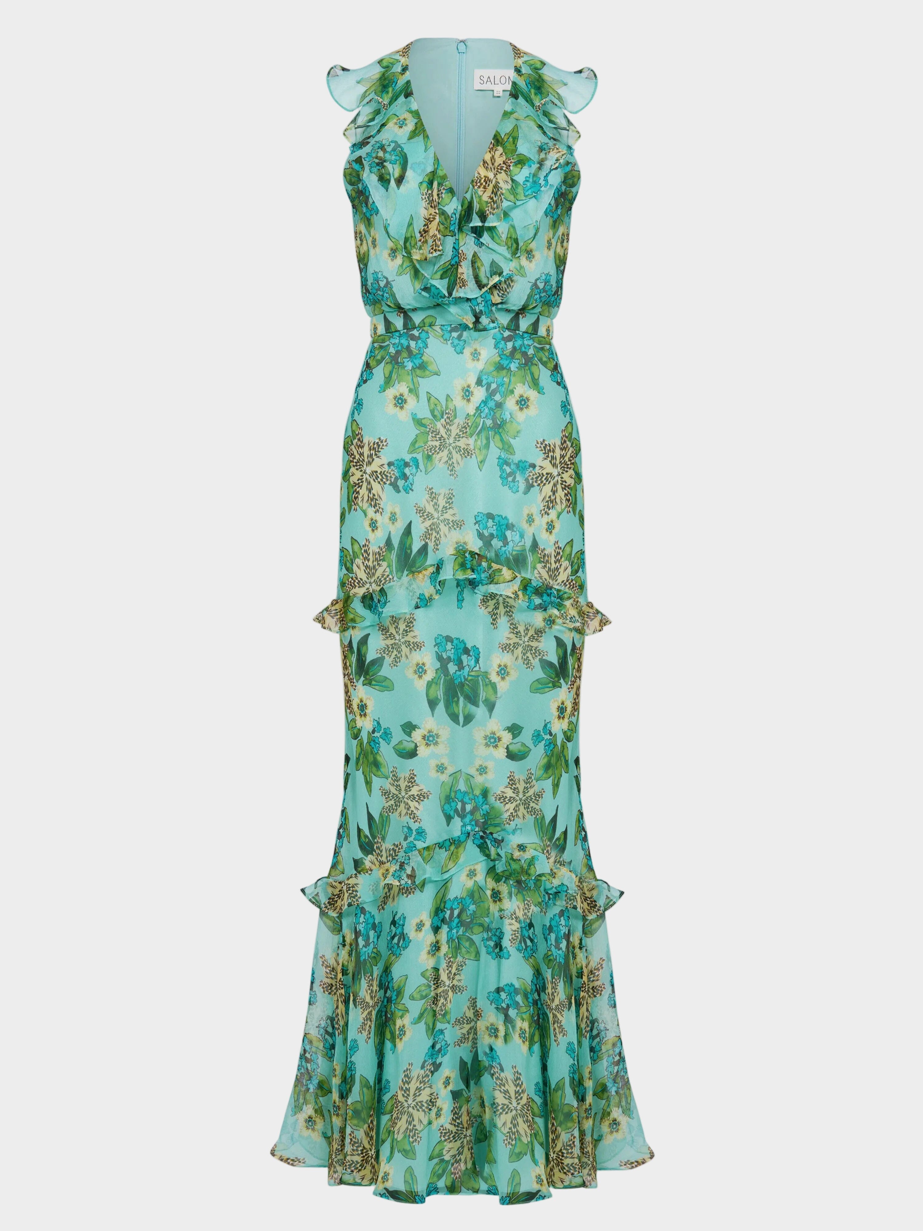 Saloni Women's Rita Silk Dress - Green - Size 4 - Fiori Mint Saloni Women's Rita Silk Dress - Green - Size 4 - Fiori Mint
