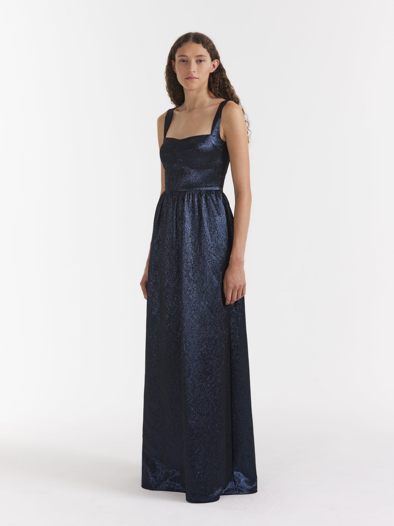 Load image into Gallery viewer, Rachel Long Dress in Metallic Midnight