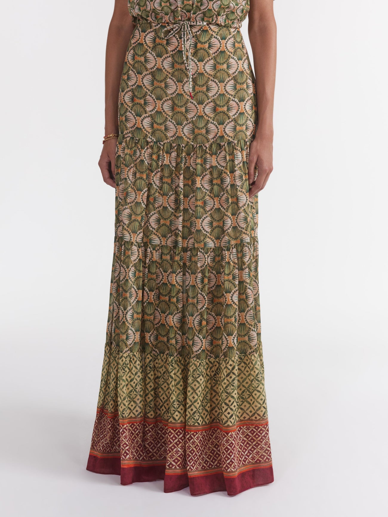 Load image into Gallery viewer, Isabel Long Skirt in Myrtle Stripe