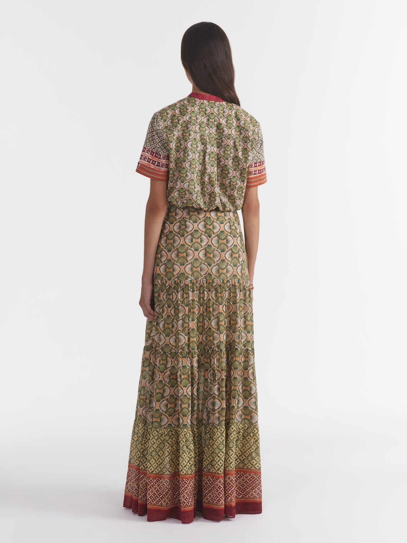 Load image into Gallery viewer, Isabel Long Skirt in Myrtle Stripe