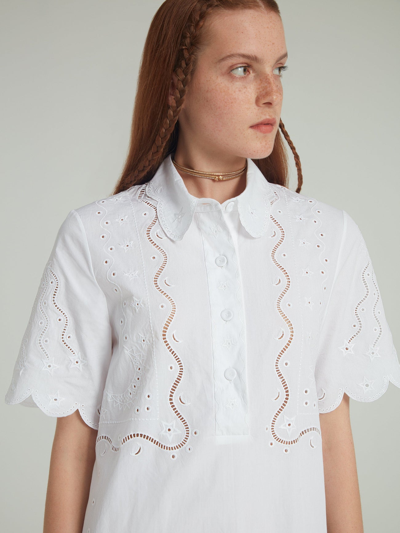 Load image into Gallery viewer, Venyx Dree B Dress White Astro Broderie