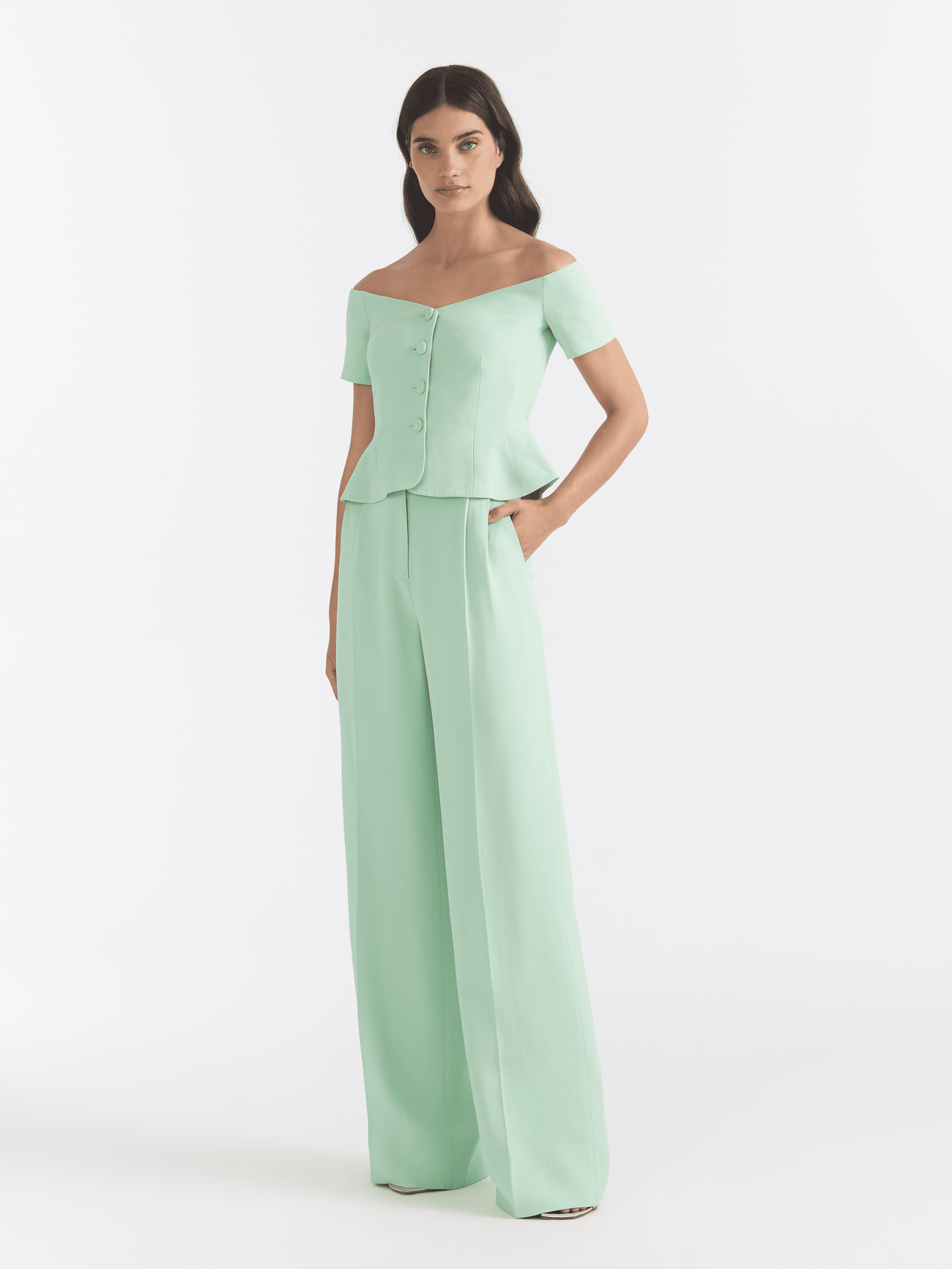 Load image into Gallery viewer, Wide Tailored Trouser in Mint