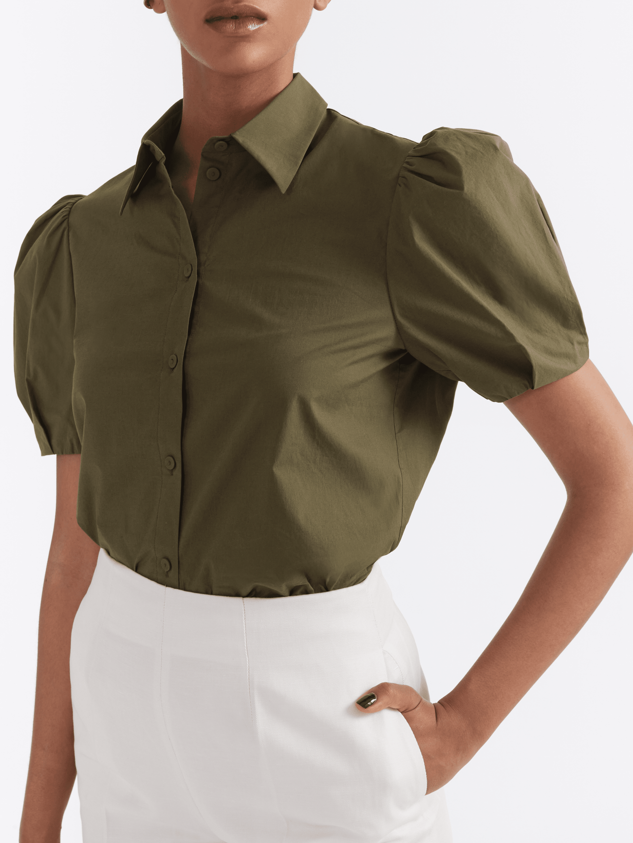 Load image into Gallery viewer, Mae B Shirt in Military Green