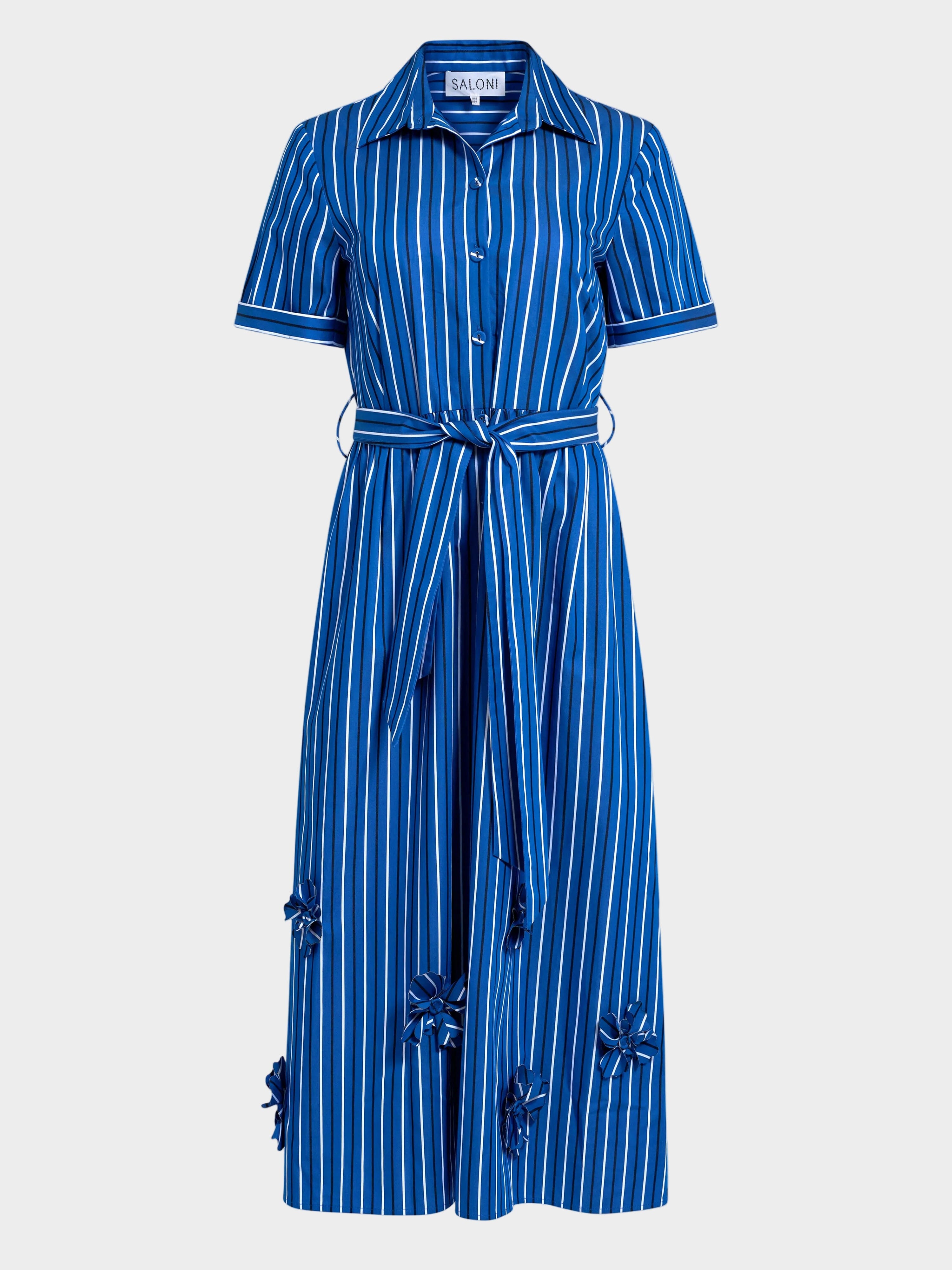 Vivienne Dress in Azure Stripe Embroidery SALONI Vivienne Dress in Azure Stripe Embroidery SALONI