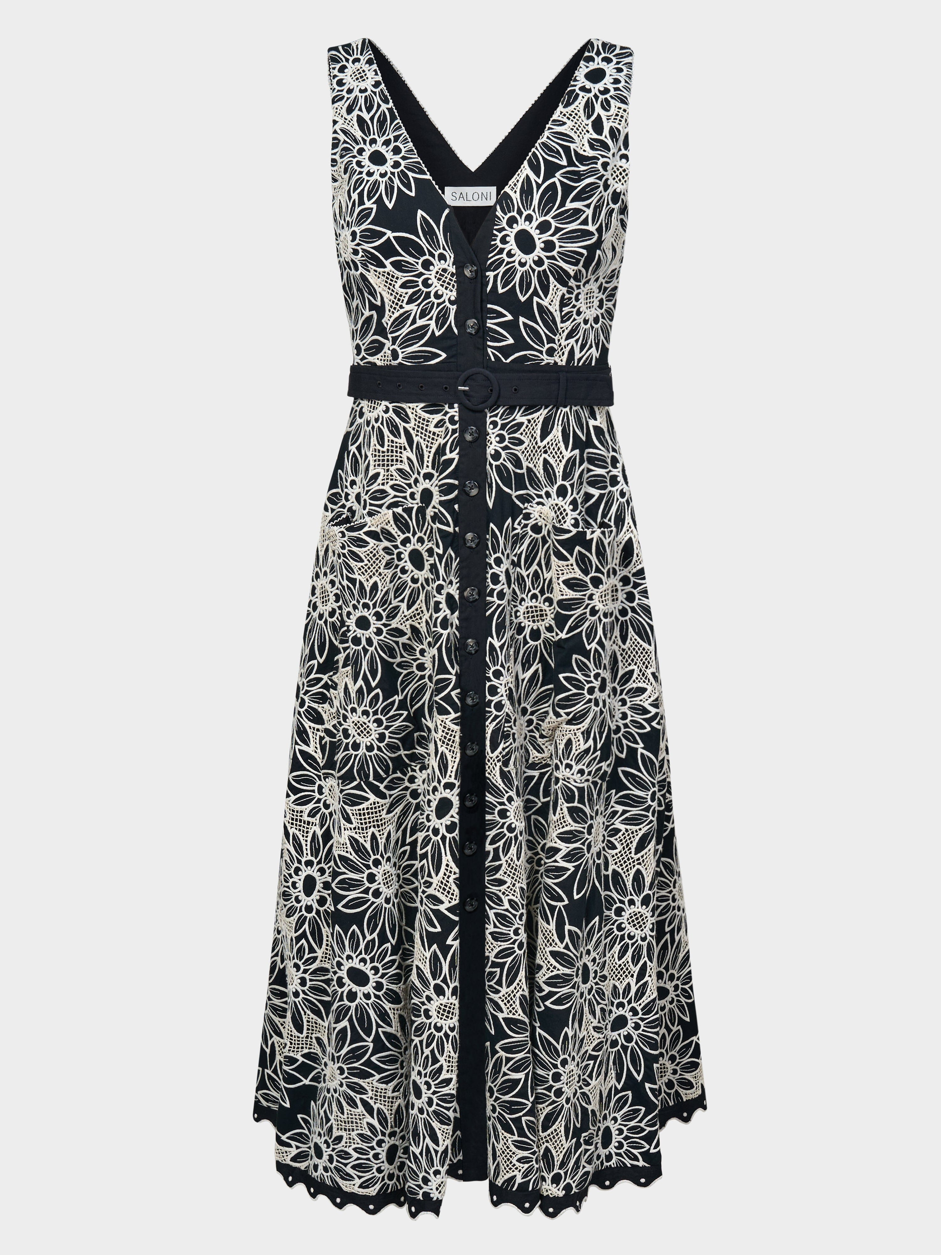 Zoey D Dress in Black Daisies – SALONI