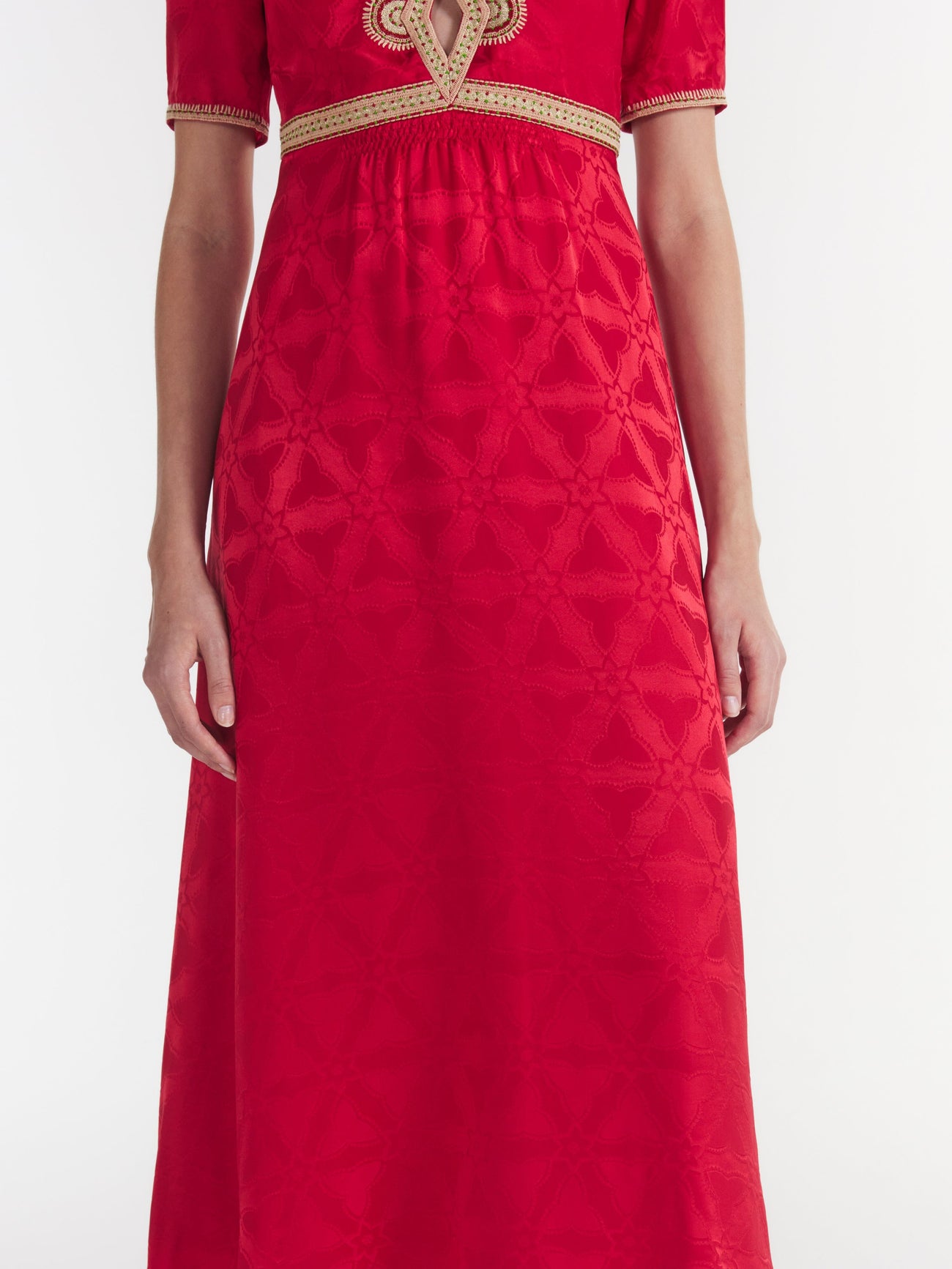 Load image into Gallery viewer, Tabitha C Dress in Scarlet Ornate Embroidery