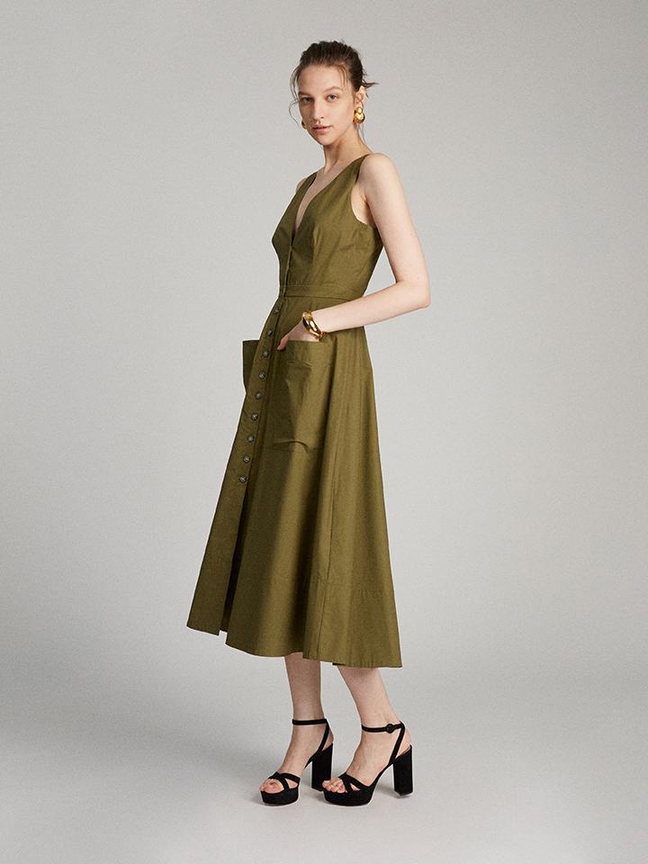 Zoey Dress in Military Green