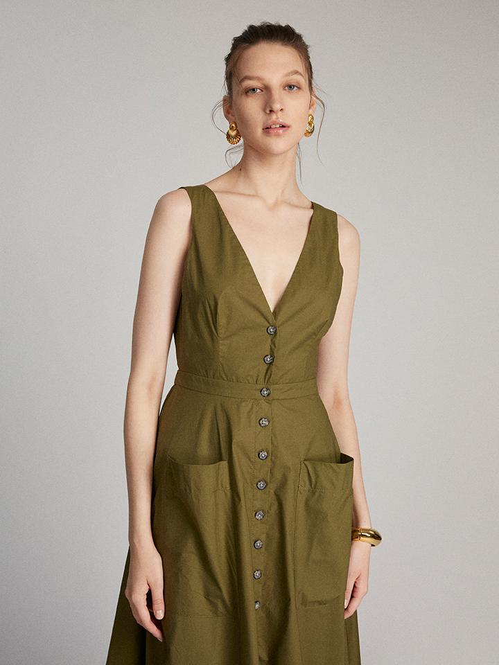 Load image into Gallery viewer, Zoey Dress in Military Green