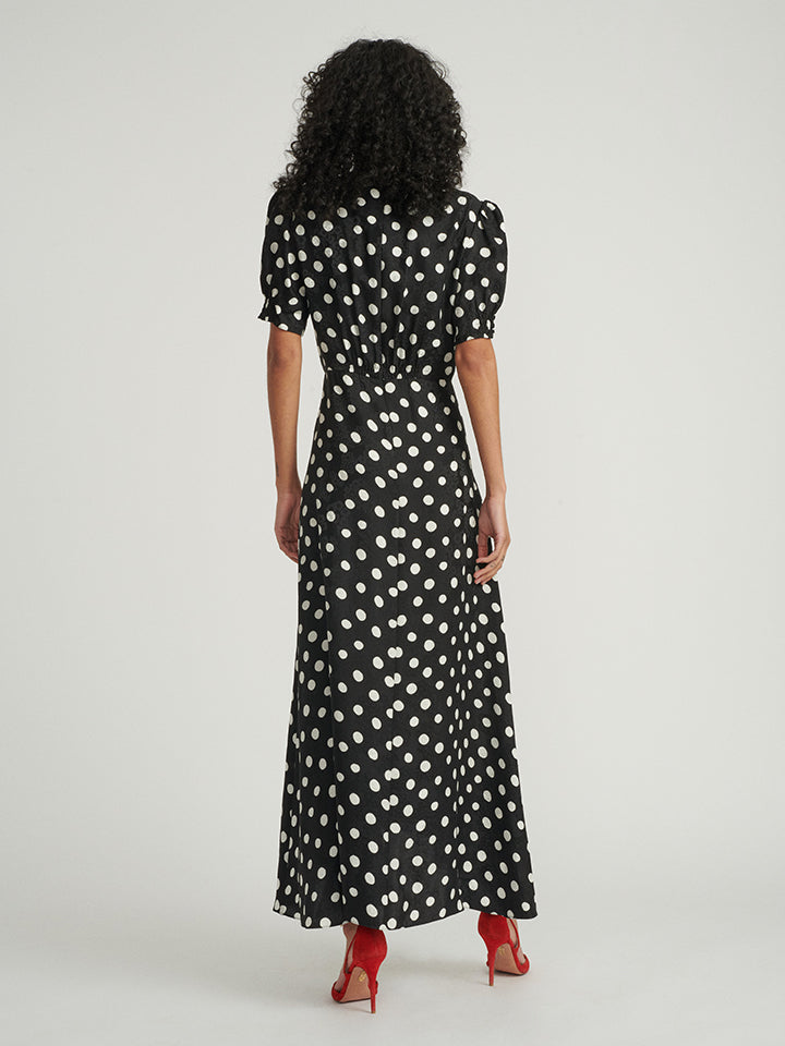 Load image into Gallery viewer, Lea Long Dress in Polka Dot Embroidered