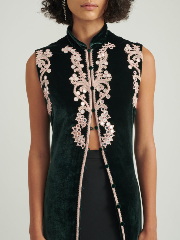 Load image into Gallery viewer, Amari B Robe in Forest Green with Cordwork