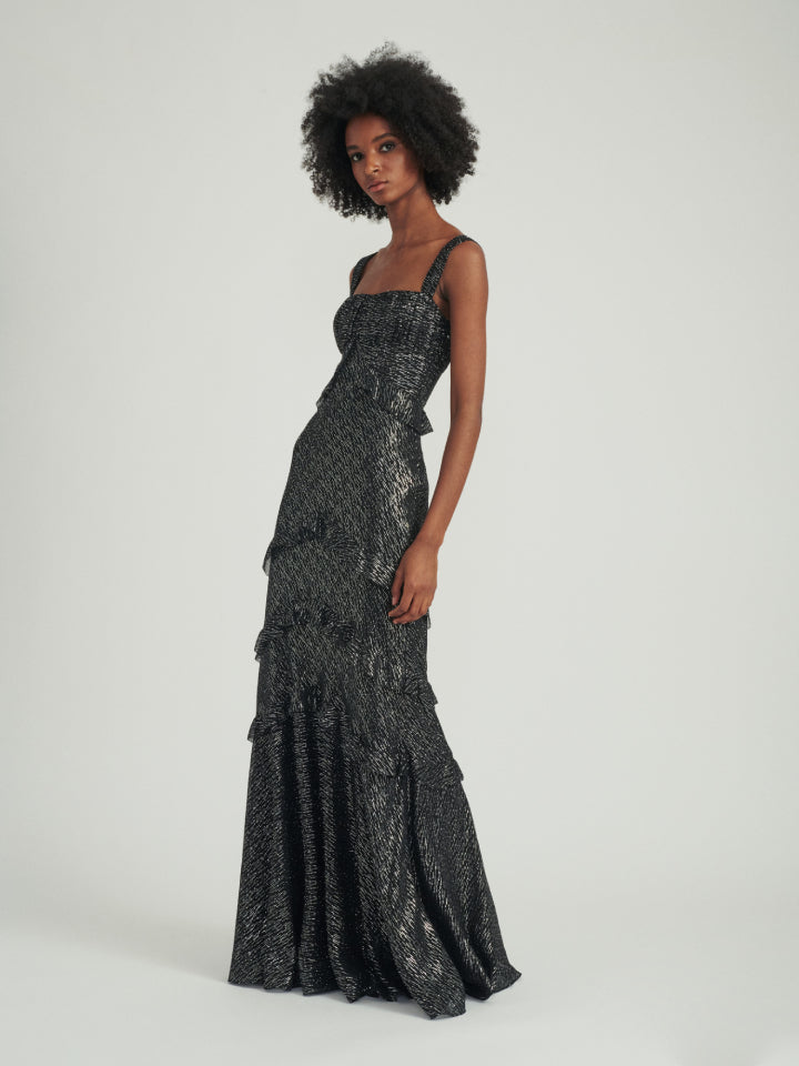 Load image into Gallery viewer, Chandra Dress in Black Silver