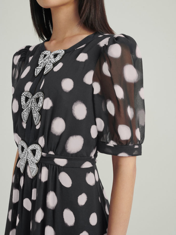 Load image into Gallery viewer, Jamie Dress in Mono Polka Dot