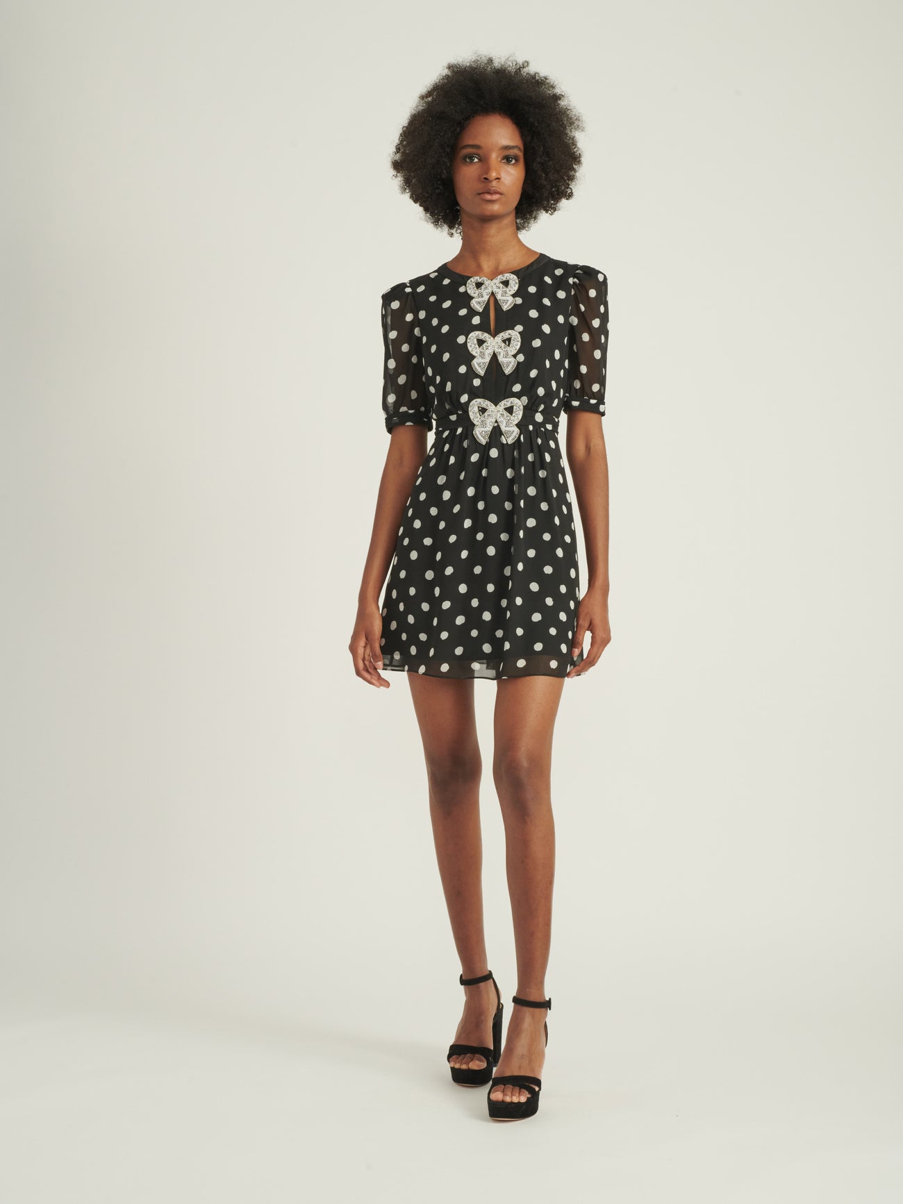 Load image into Gallery viewer, Jamie Short Dress in Mono Polka Dot