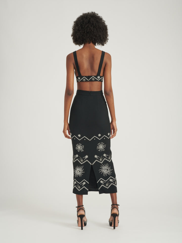 Load image into Gallery viewer, Lilah Choli in Black with Astro Embroidery