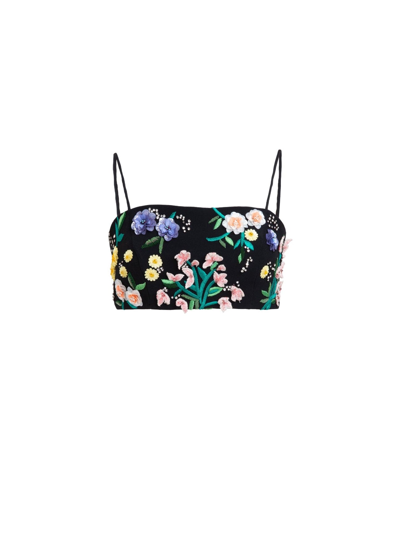 Load image into Gallery viewer, Bandeau B Top in Black with Textured Flowers