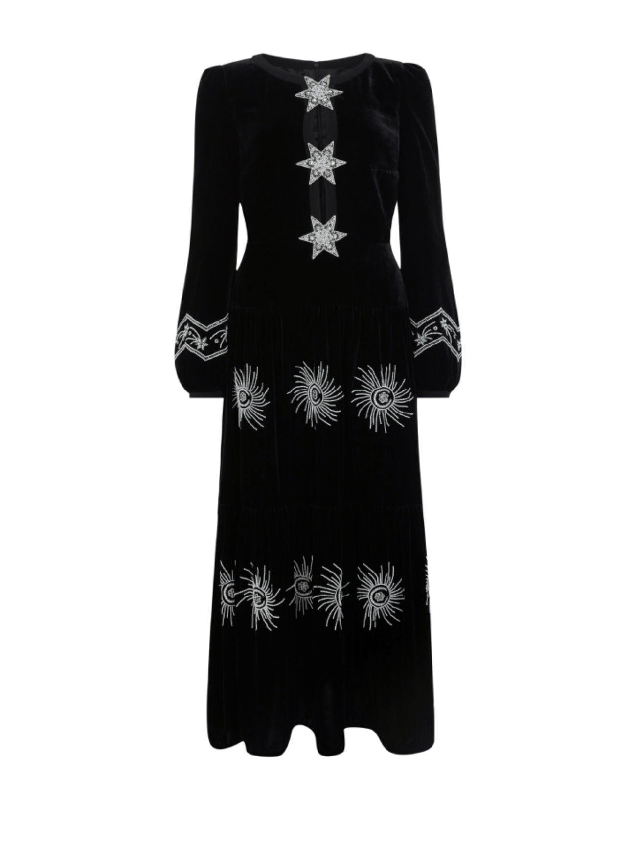 Load image into Gallery viewer, Camille B Embellished Pearl Stars Dress in Black