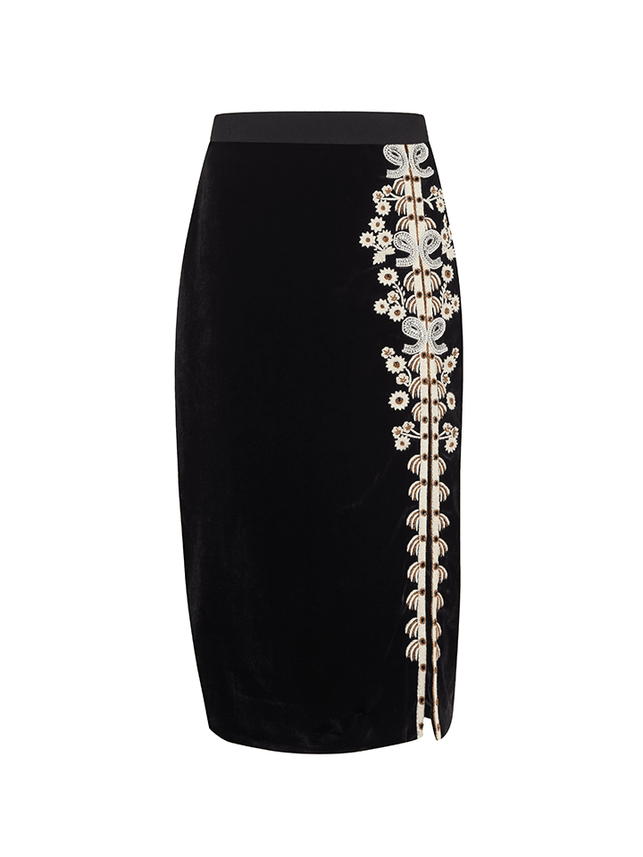 Load image into Gallery viewer, Kirsten Skirt in Black with Threadwork