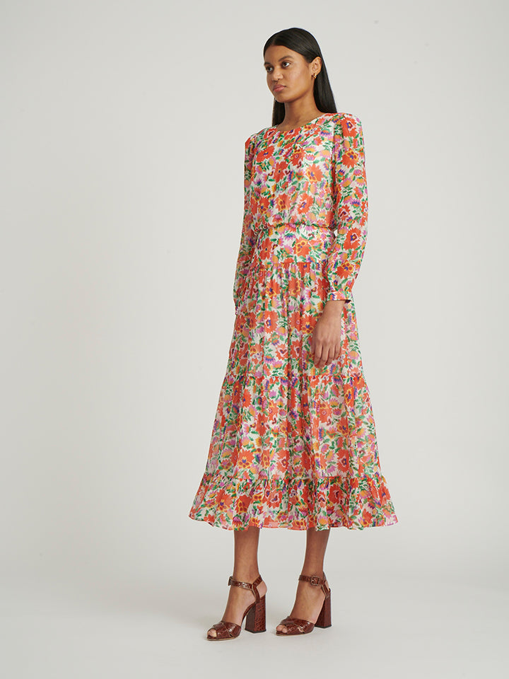 Isabel Dress in Papaya Sunflower print – SALONI