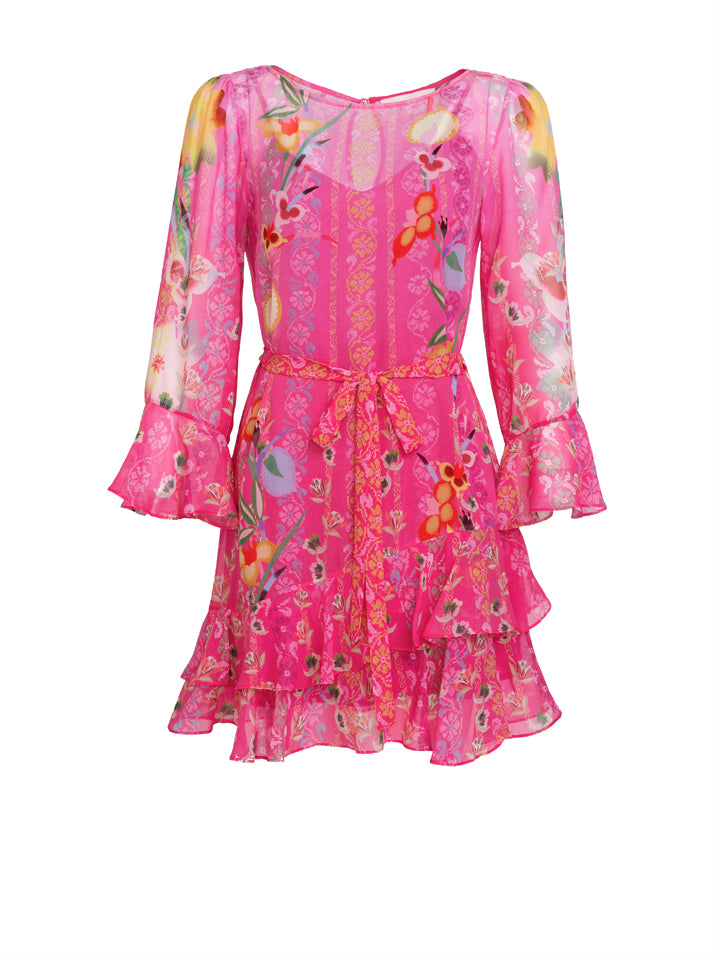 Marissa Mini C Dress in Fuchsia Cross Stitch print – SALONI