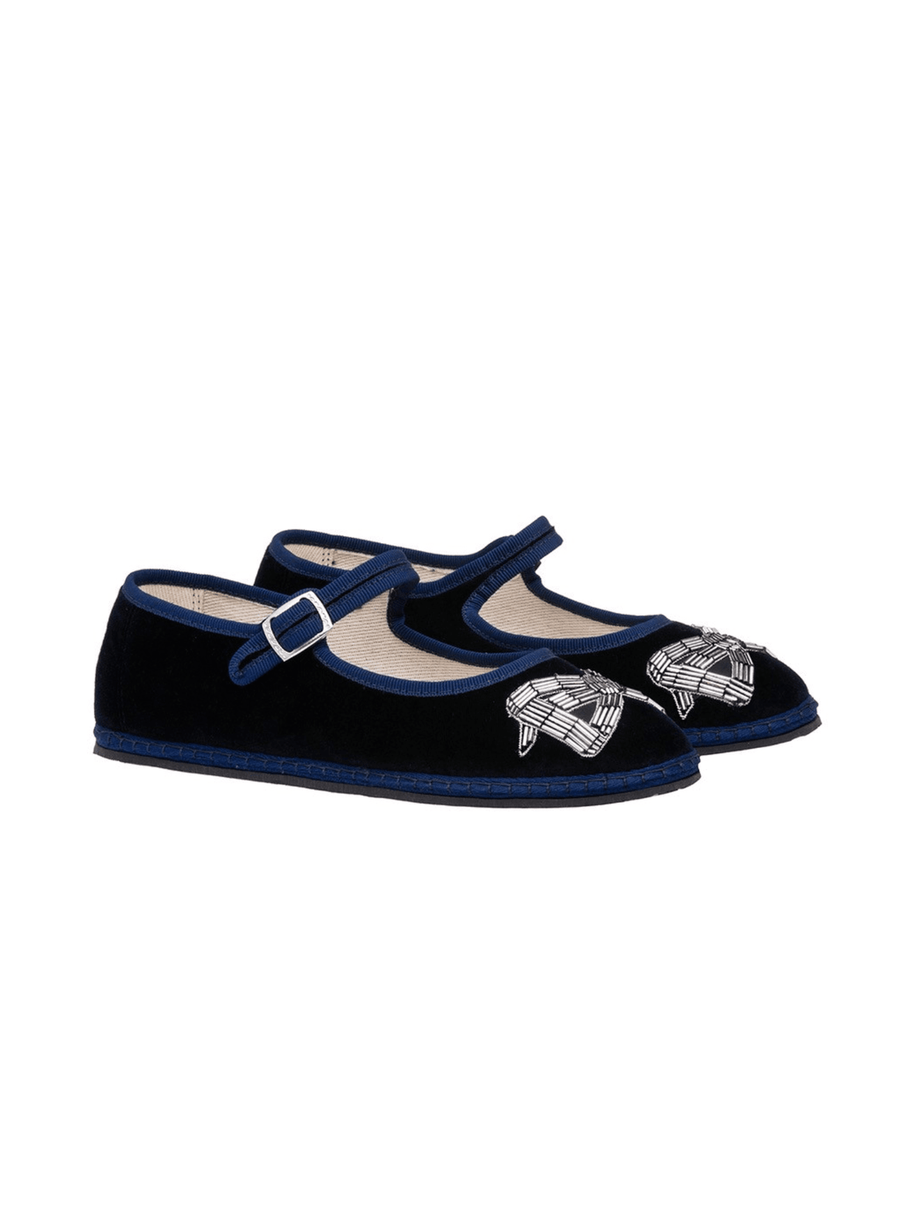 Load image into Gallery viewer, MJ Clementine Navy Bow Embroidery