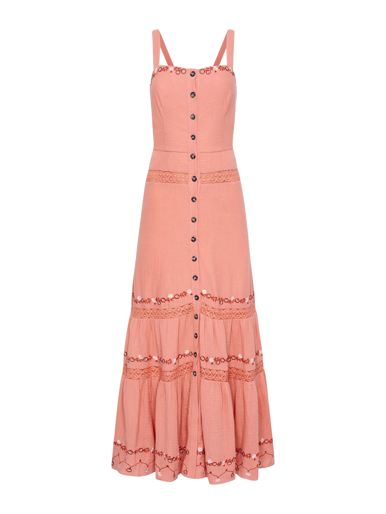 Load image into Gallery viewer, Fara Long B Dress in Washed Blush Embroidery