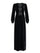 Camille Velvet Embellished Black Bows Long Dress in Black