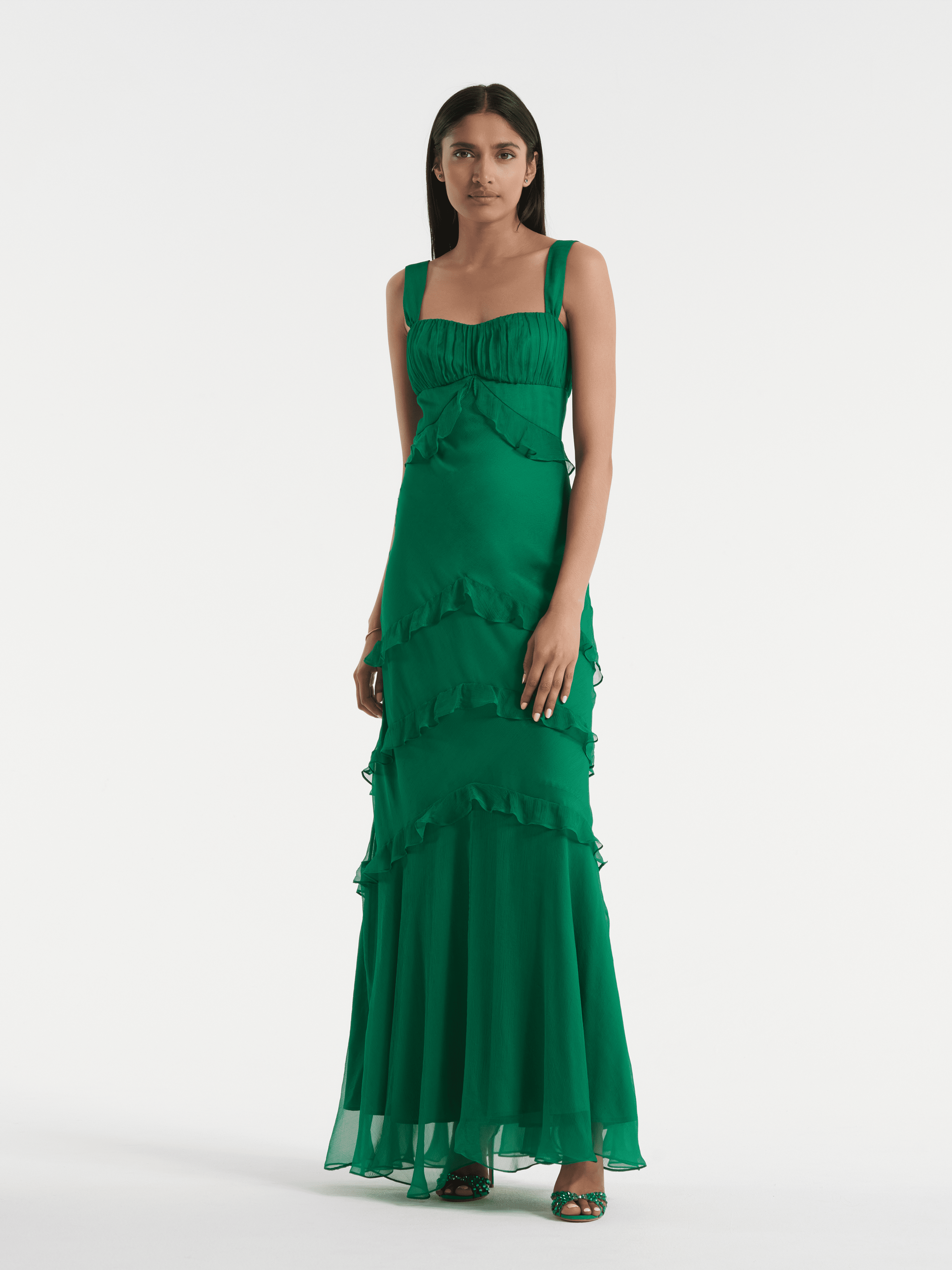 Chandra Dress in Emerald Green – SALONI