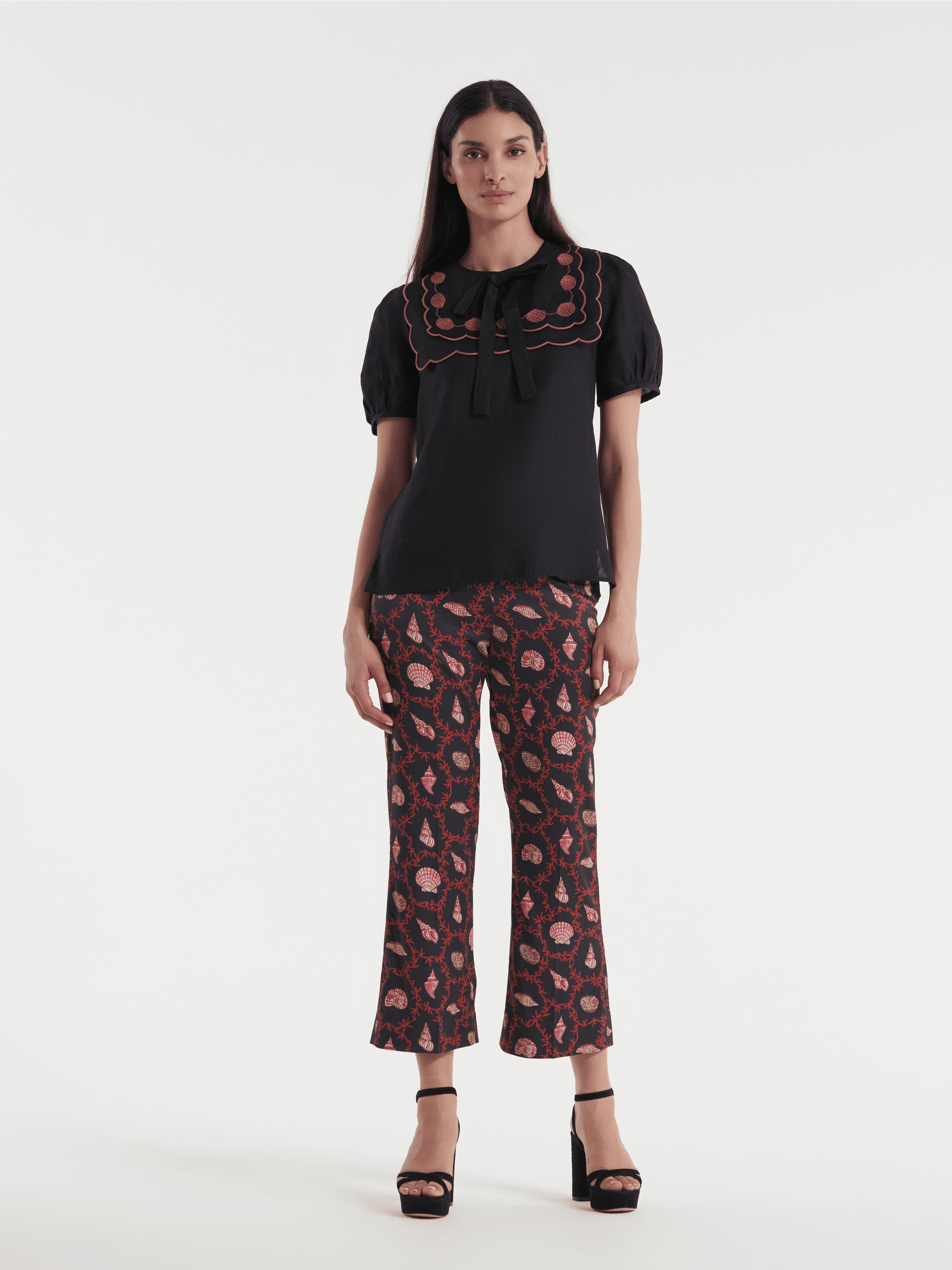 Marlowe B Top in Black Shell Embroidery